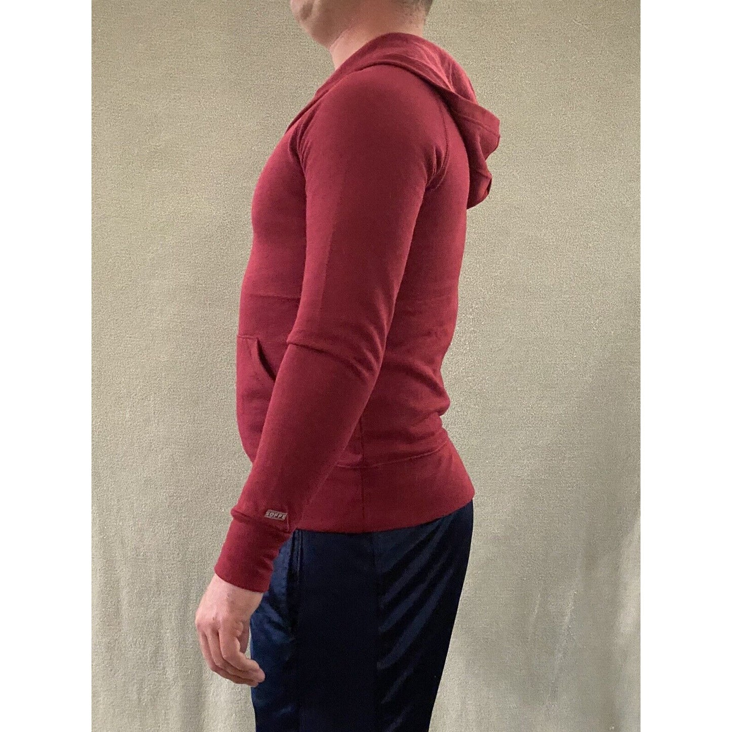 Soffe Men’s Medium Plain Solid Red Cotton-blend Pullover Hooded Sweatshirt