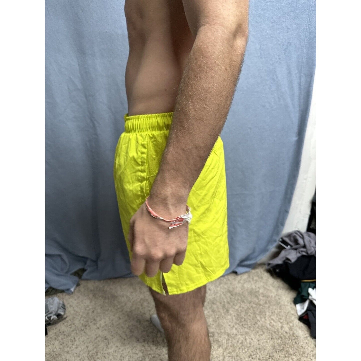 Men’s Neon Yellow DSG Medium Shorts With Pockets And Inner Lining
