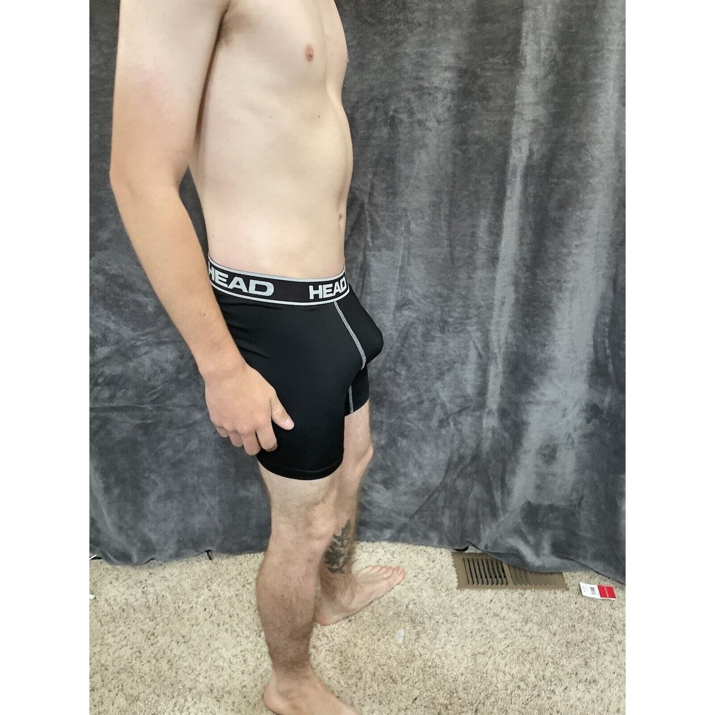 men's head black medium compression boxer briefs 10% spandex