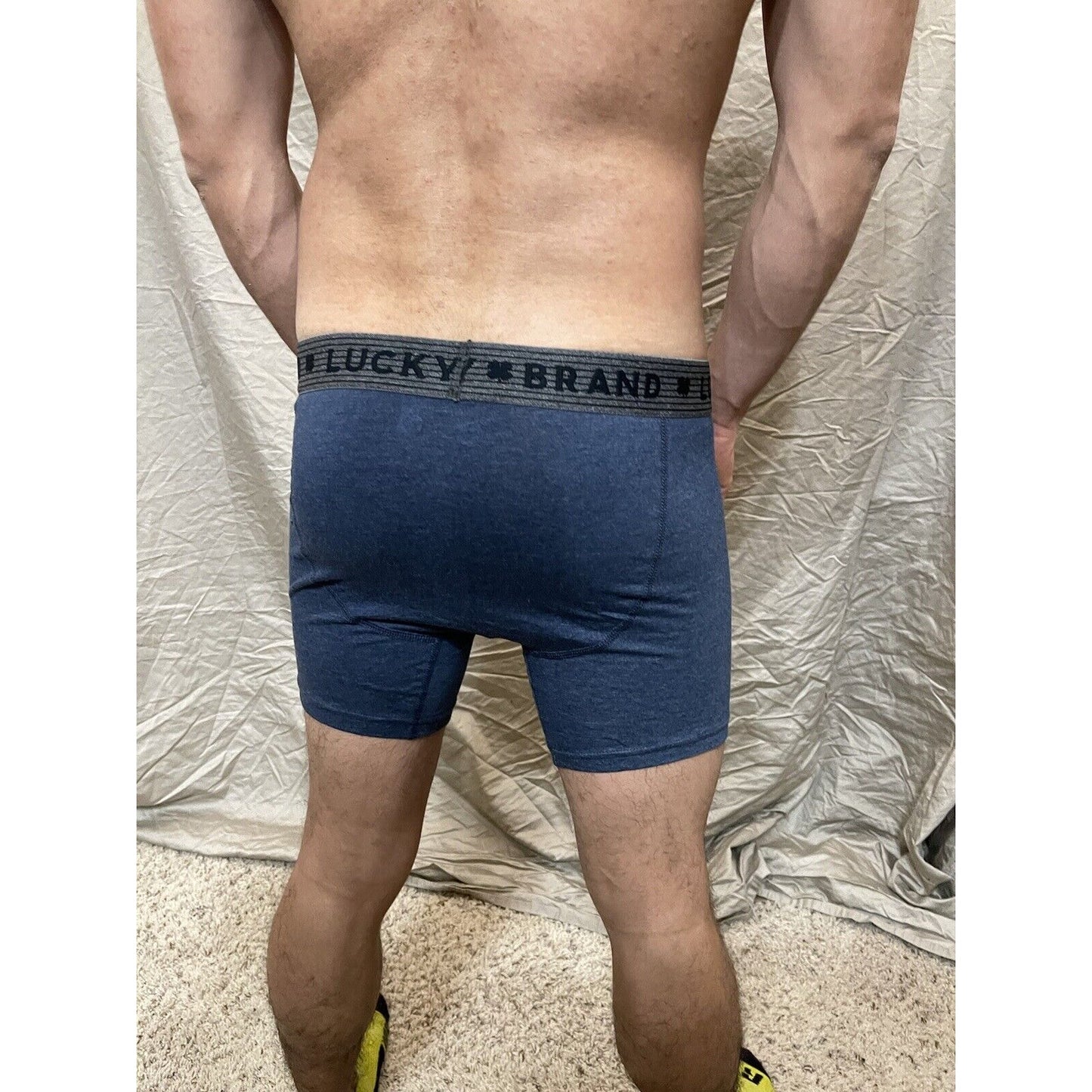 men's lucky brand dark blue boxer briefs stretch medium