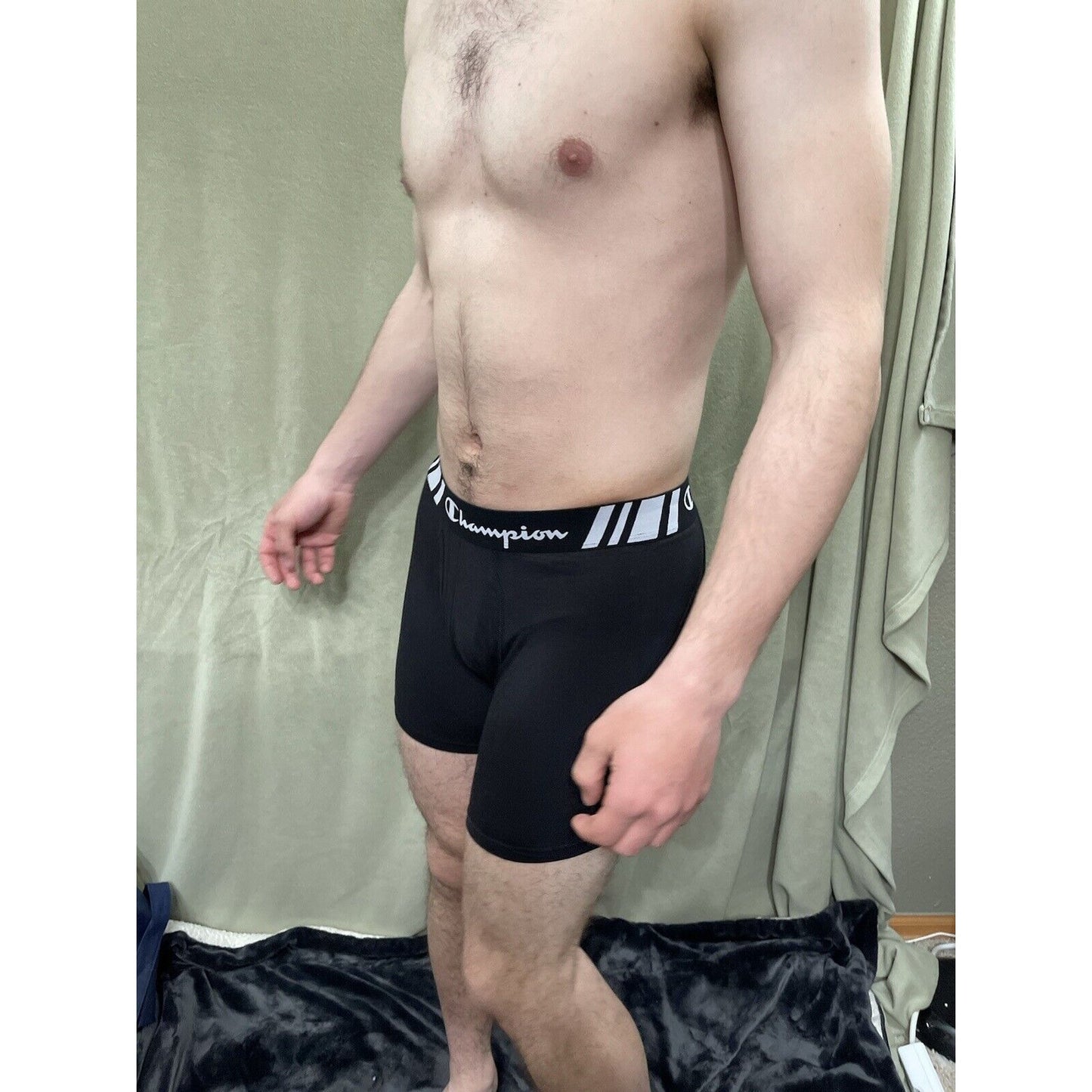 Champion Men's Boxer Briefs Underwear Size Large Black 5% Spandex New