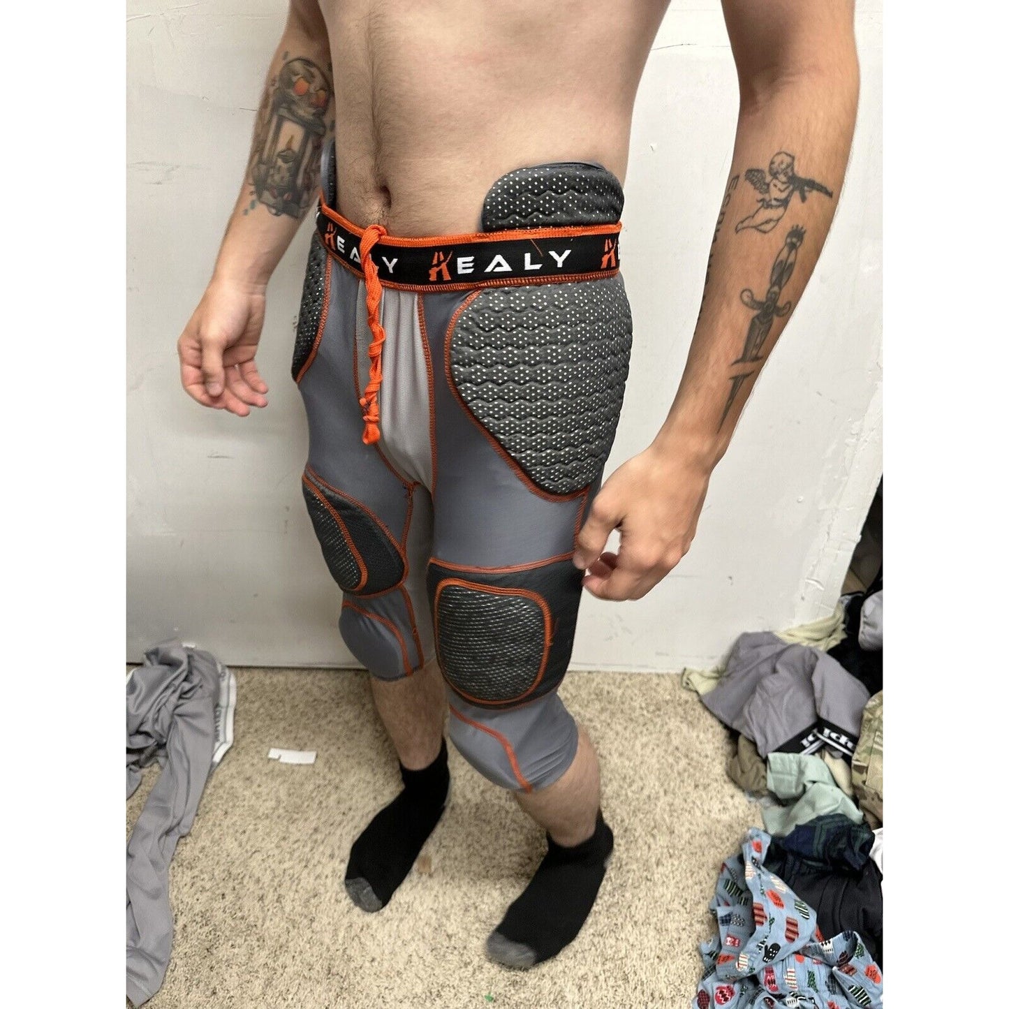 Men’s Healy Sportswear Medium Gray Orange Football Pads Girdle