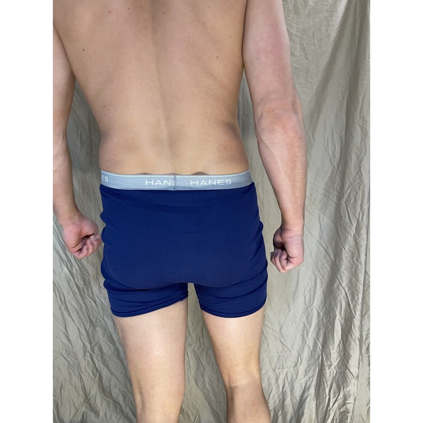 men's hanes blue boxer brief comfort flex large