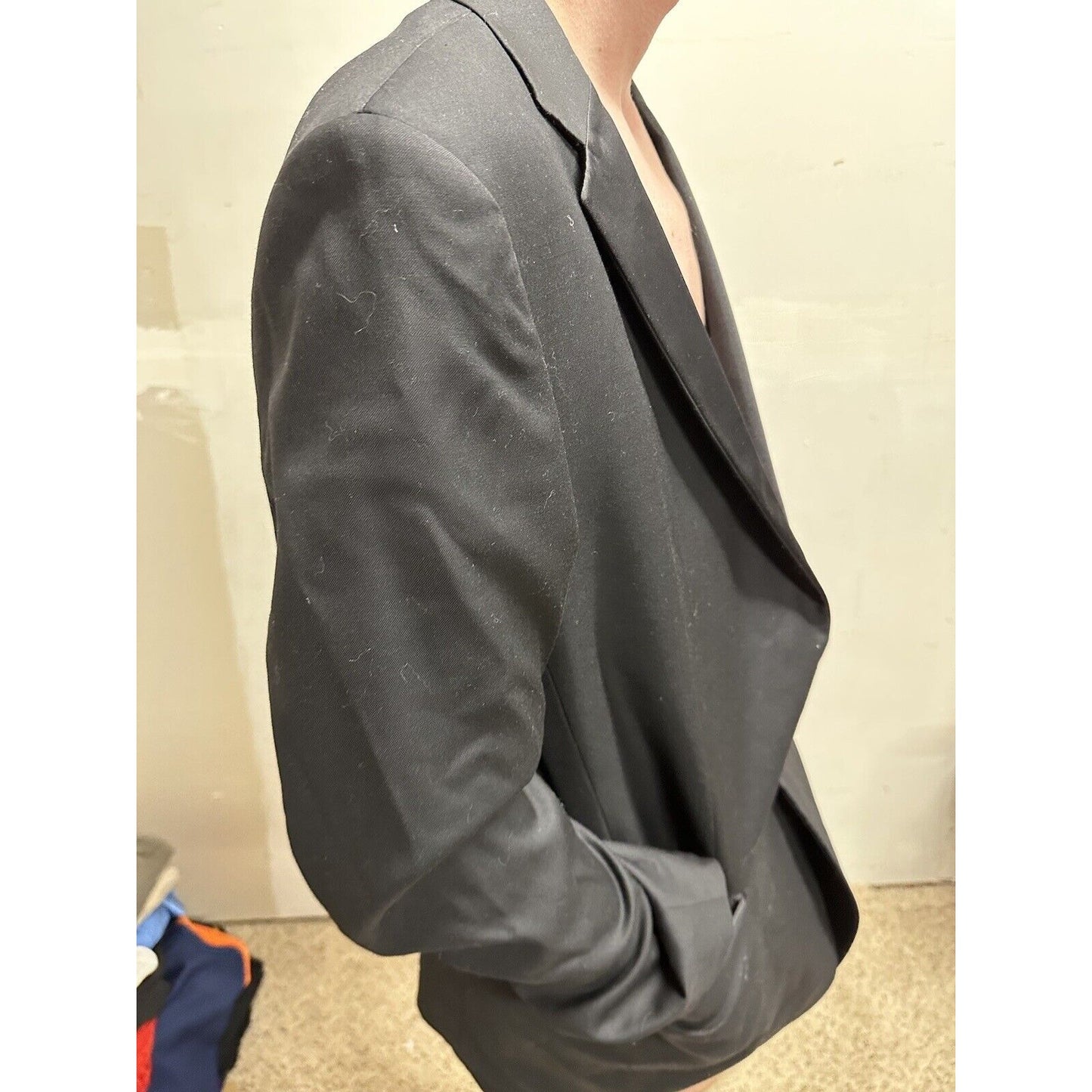 men’s lana lux merino wool super 140s prontomoda italia black coat 38R