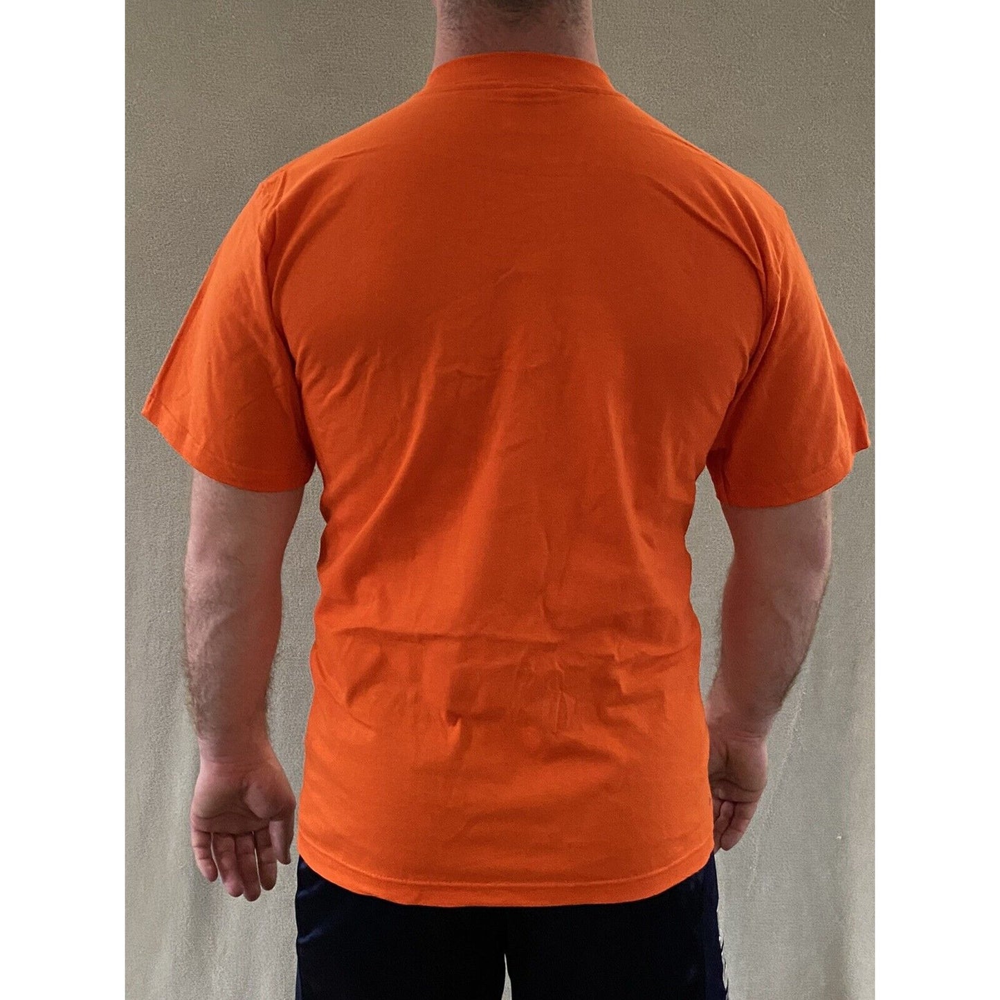 The Cotton Exchange Men’s Medium Plain Solid Orange Cotton T-shirt
