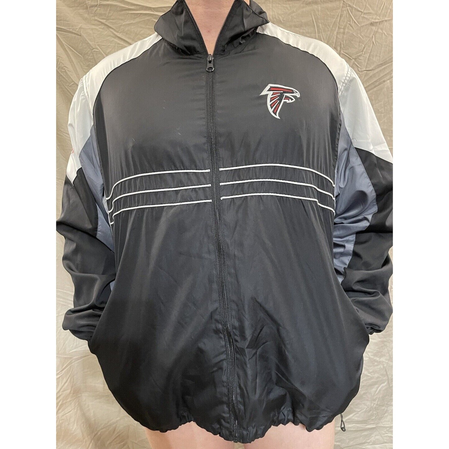 Men's SI NFL Team Reebok full zip atlanta falcons black windbreaker jacket XL