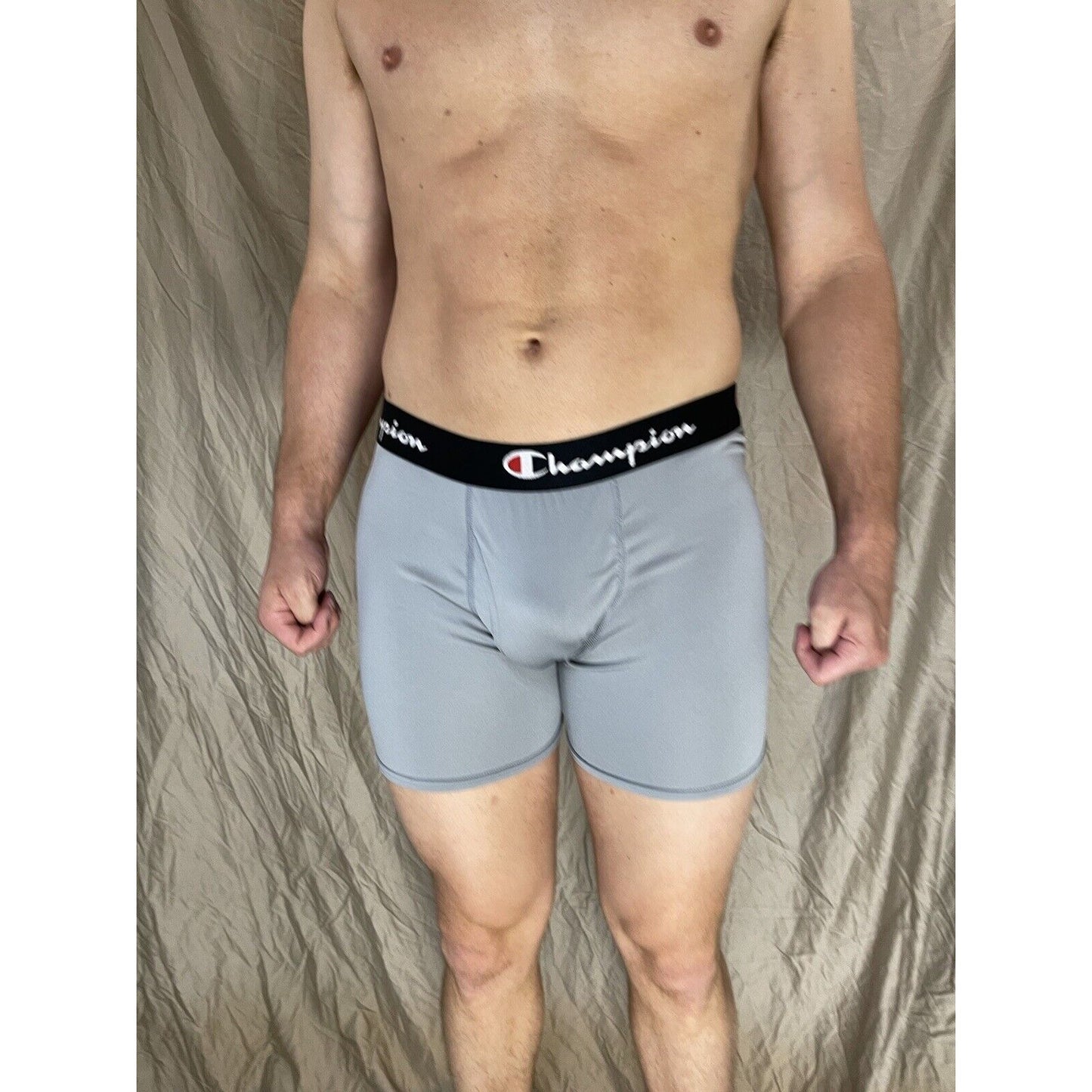 men's champion gray boxer brief polyester