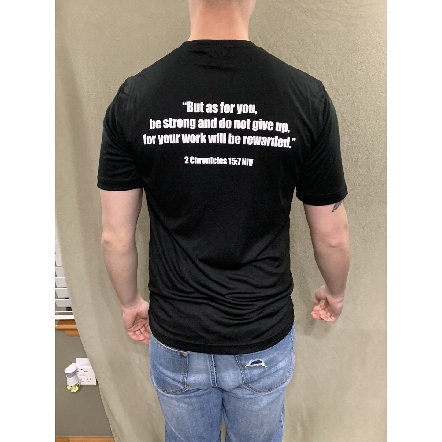 Men’s Sport Tek Small Black Shirt Wreslting Faith FCA