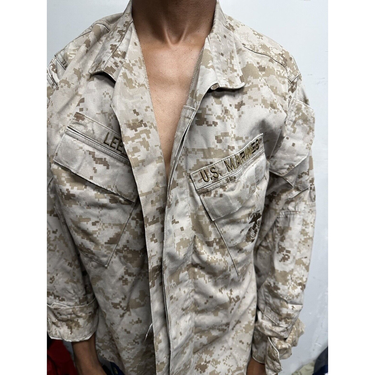 Men’s Medium Short Usmc Marines Blouse Top Uniform Desert Marpat