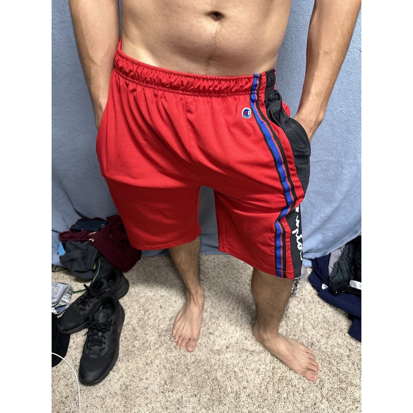 Men’s Red Champion Performance Shorts With Pockets No String