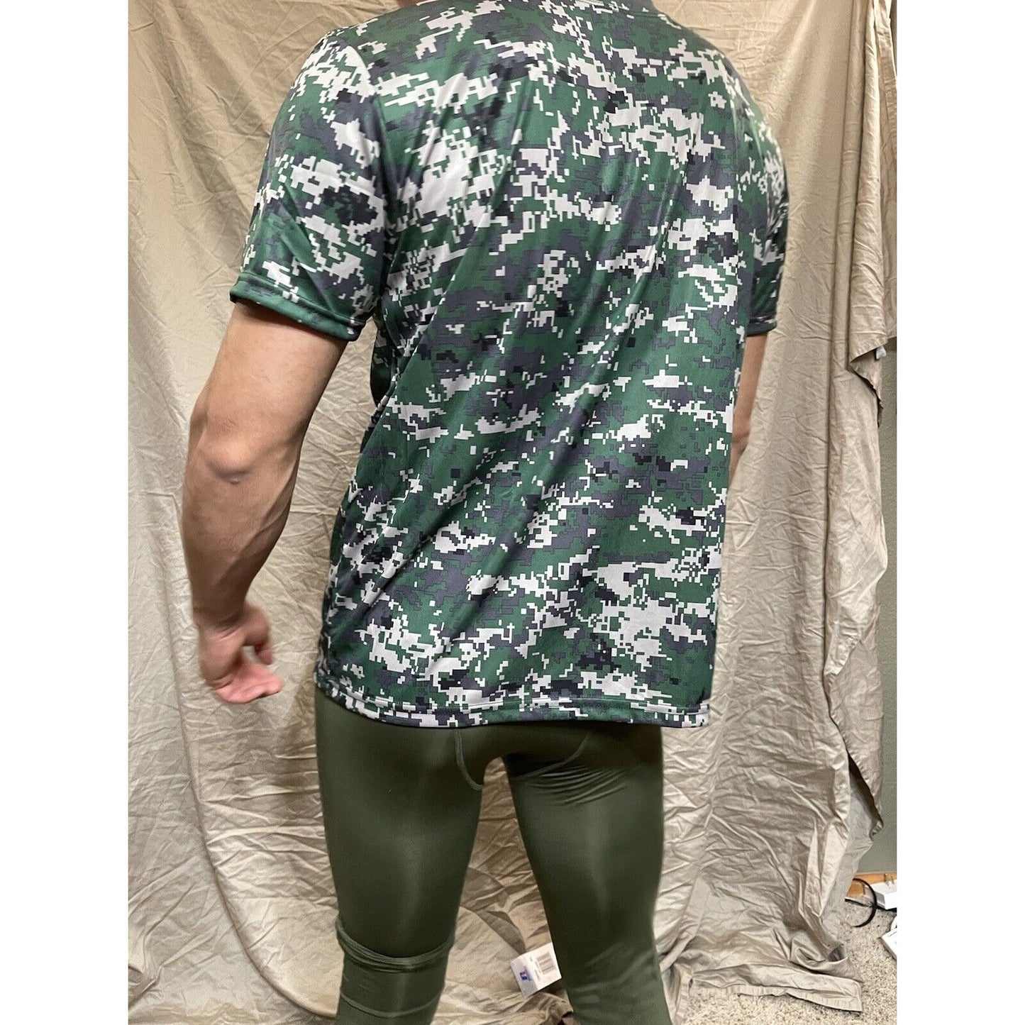 Boy's Youth Large Digi Camo Alleson Athletic Green Compression Workout Shirt