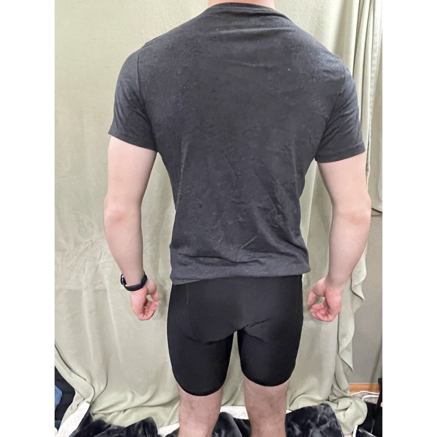 Alfani Men's Slim Fit Tee Shirt Small Cotton Polyester Charcoal Gray V-Neck