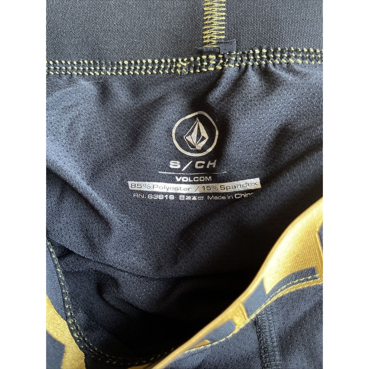 Men's black volcom polyester spandex compression boxer shorts gold band XL