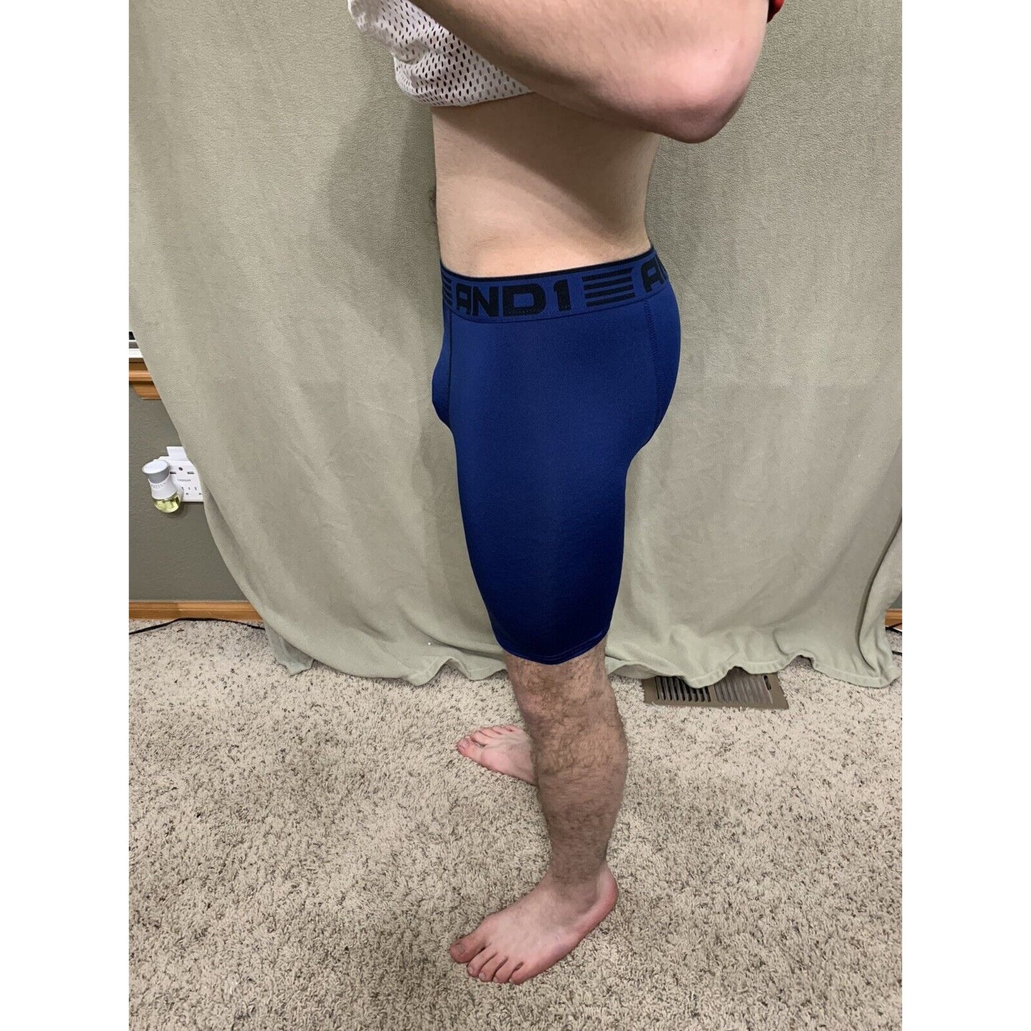 Men’s Blue With Black Band Medium AND1 Compression Performance Boxer Briefs