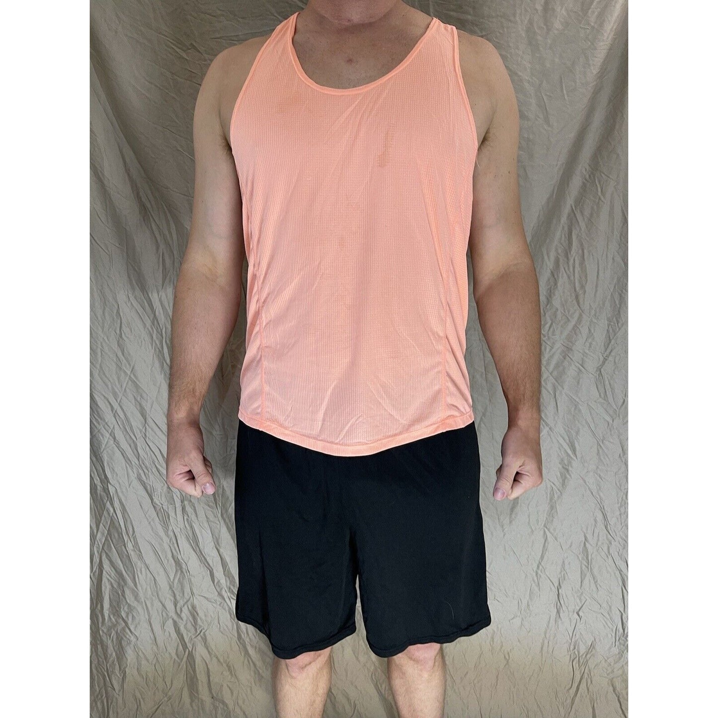 men's medium coral neleus sports pro muscle tank shirt