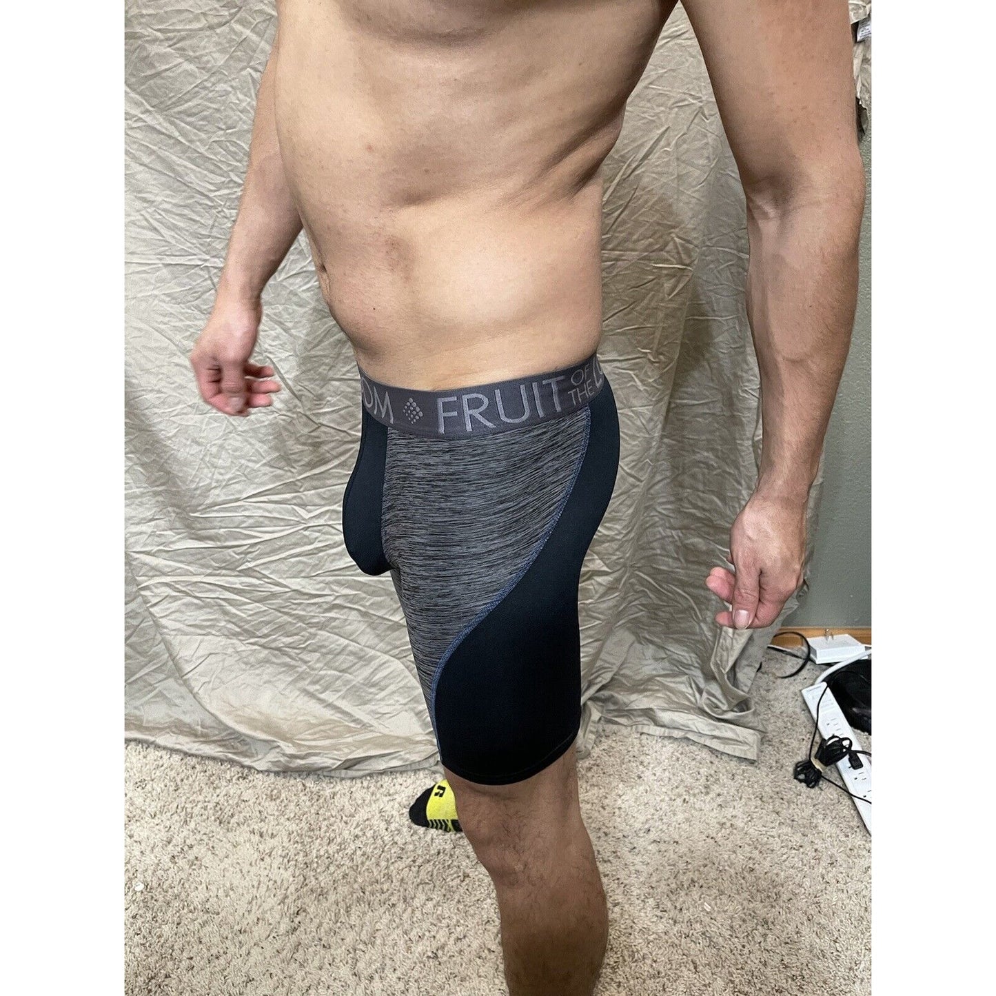 men's fruit of the loom black And Gray compression boxer shorts breathable S