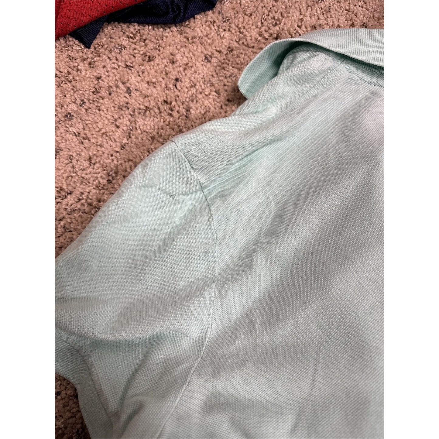 men’s mint green express pique polo medium polo shirt small hole see pics