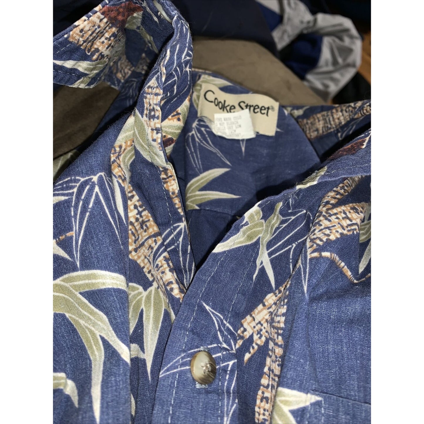 Cooke Street Hawaiian Button Up Mens Medium Blue Short Sleeve Collared