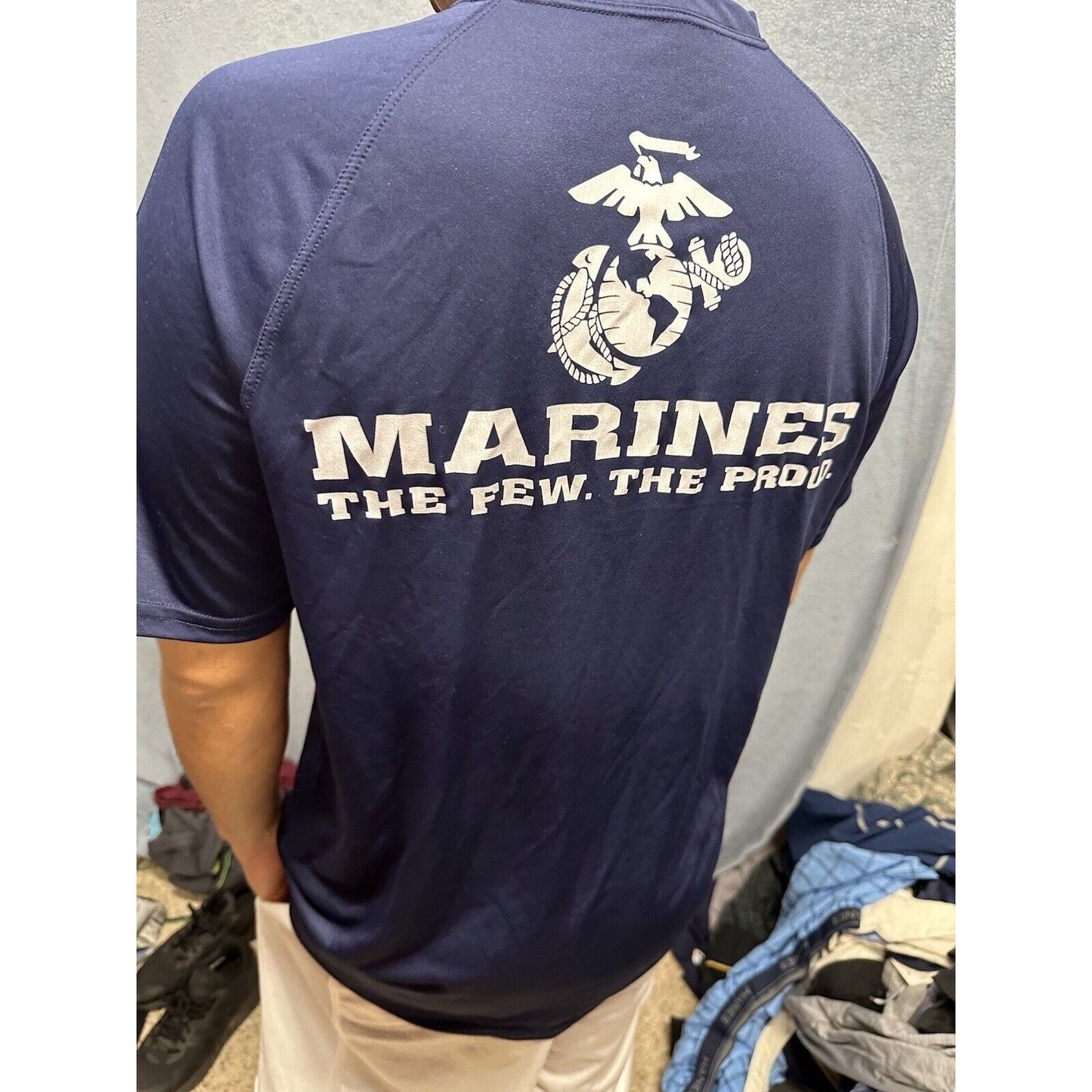 Men’s Athletic Dark Blue Large Marines Compression Tshirt
