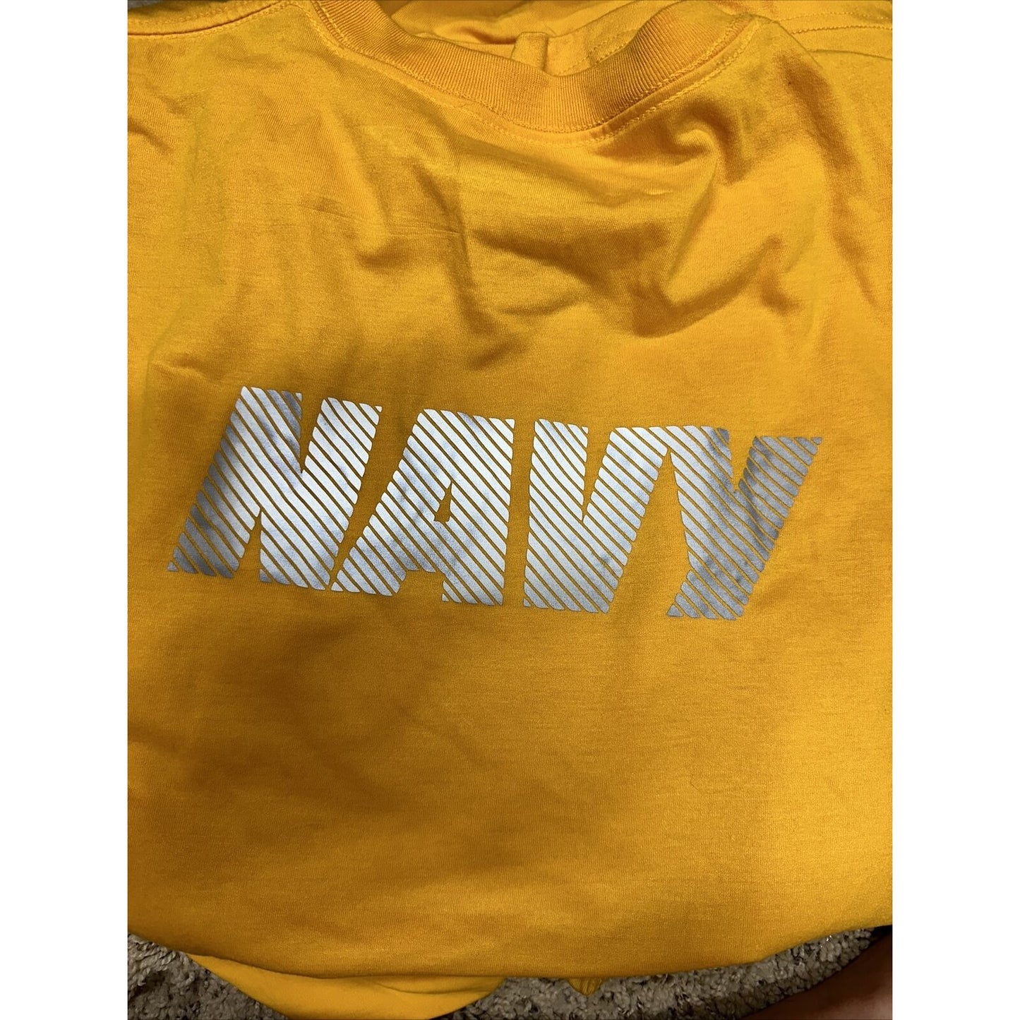 Men’s Navy Polyester PT Yellow Uniform Shirt Long Sleeve 2XL