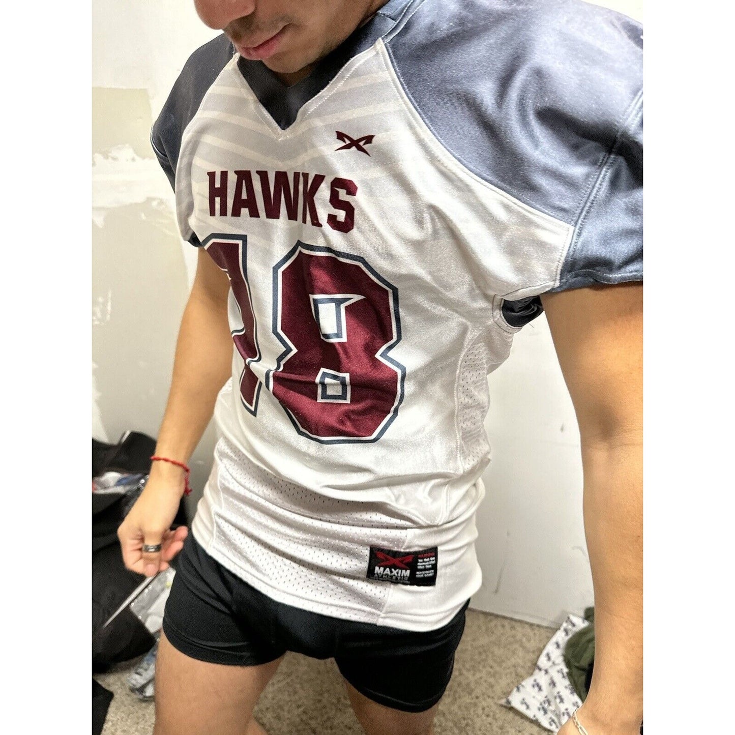 Men’s Maxim Athletic Football Jersey Hawks Number 18