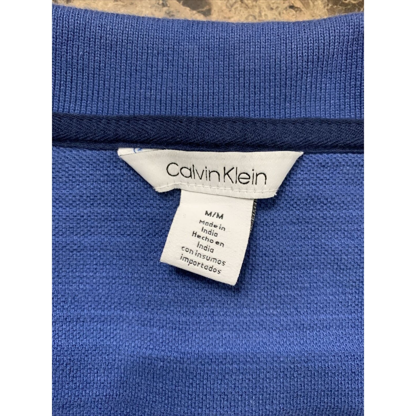 Calvin Klein Men Polo Shirt Blue Size Medium Knit Stretch