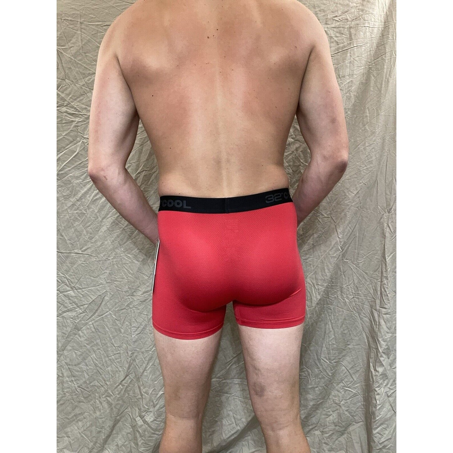 men's 32 degrees cool fire engine red compression boxer briefs Large