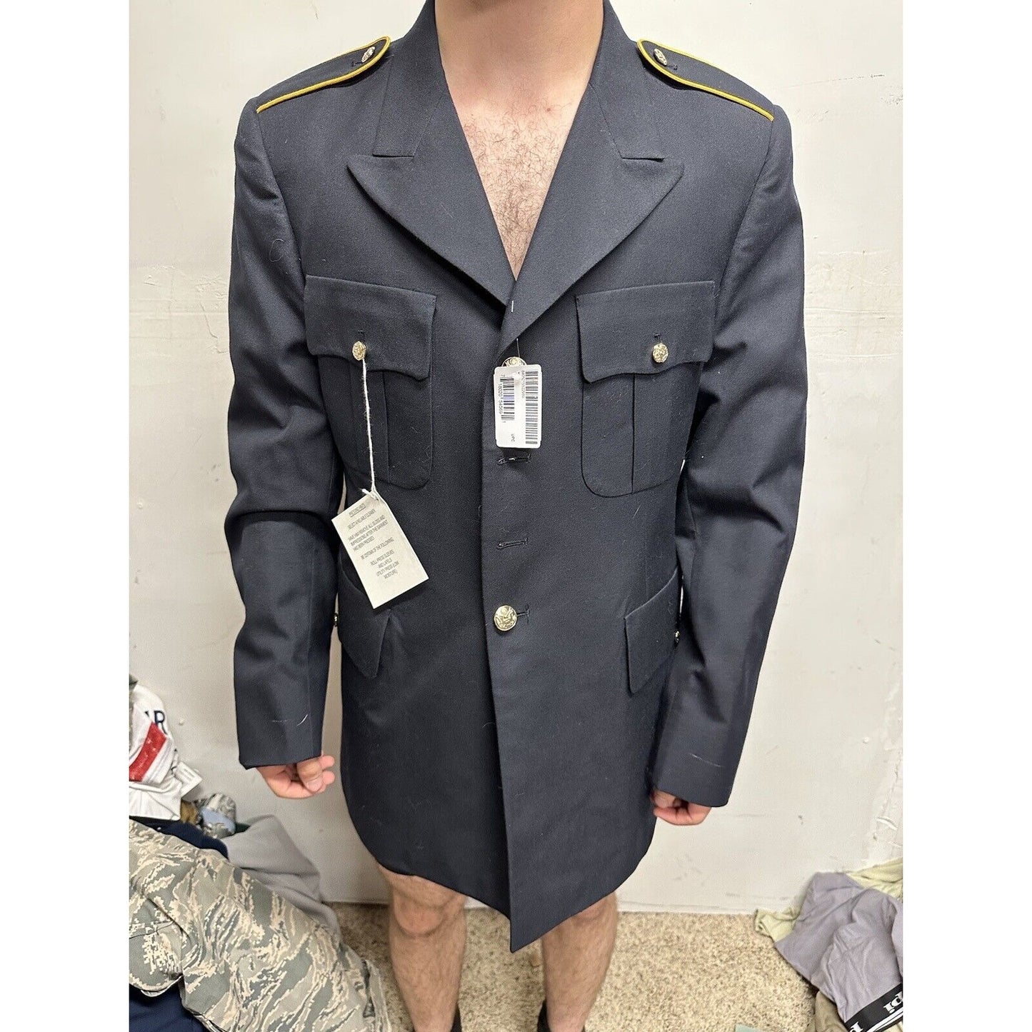 Men’s Army Coat Poly Wool Army Blue 450 42 LC Uniform Service Dress Top Coat