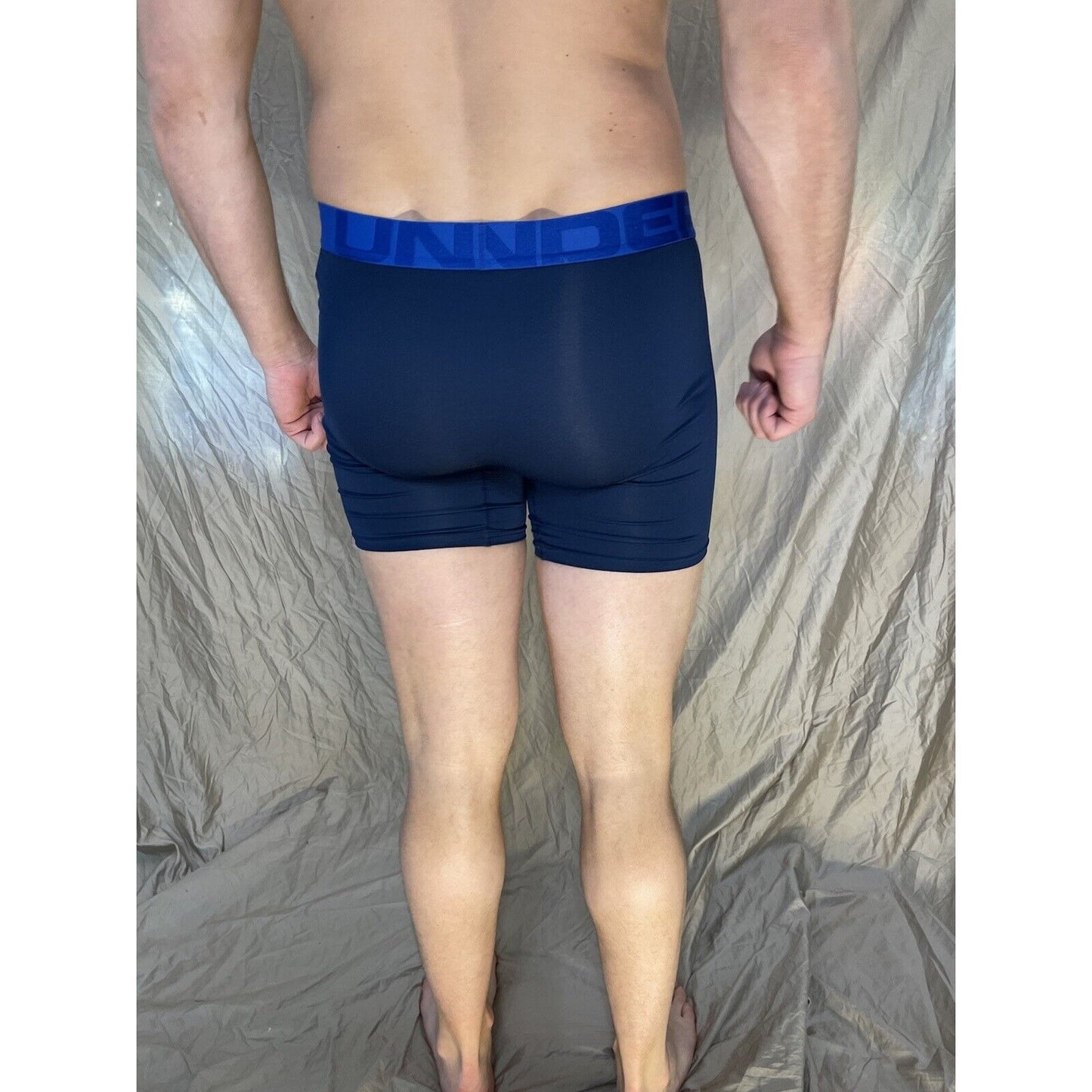 men's small under armour navy blue the tech mesh boxerjock