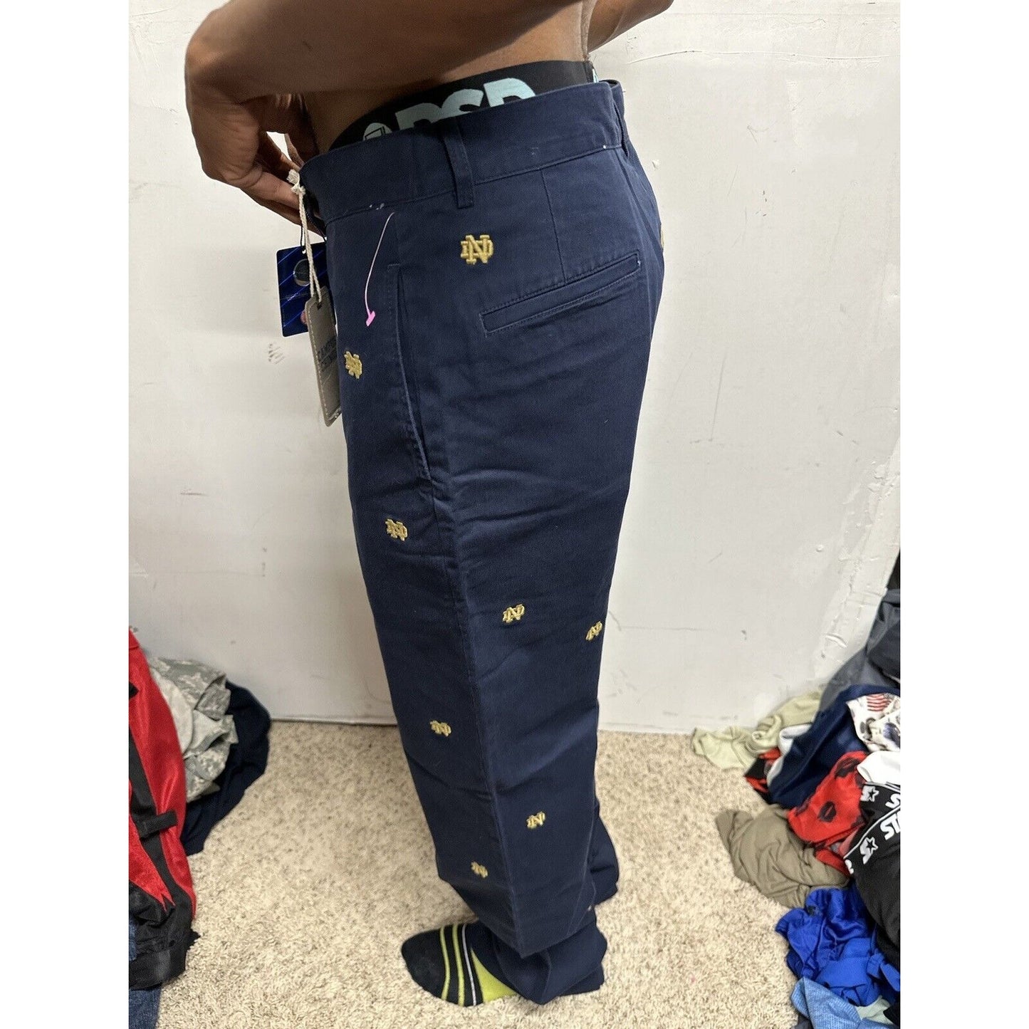 Men’s Notre Dame Size 32 Campus Chinos Pants Navy Blue