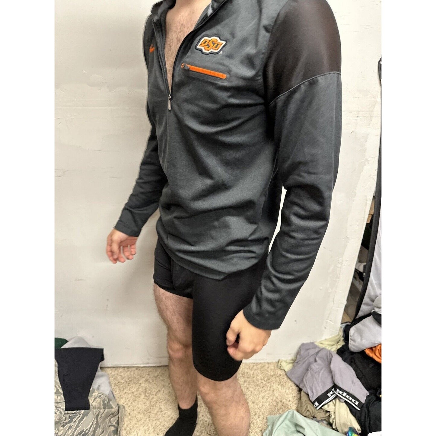 Men’s Black Oklahoma State University 1/4 Zip Pullover Nike Small Jacket