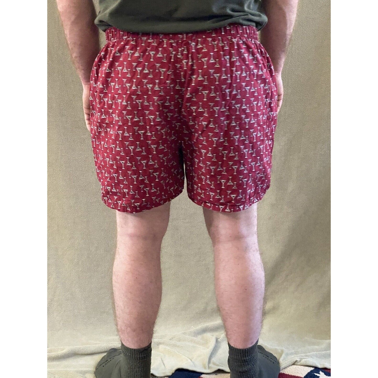 Banana Republic Men’s XL Red Martini Glass Pattern 100% Cotton Boxer Shorts New