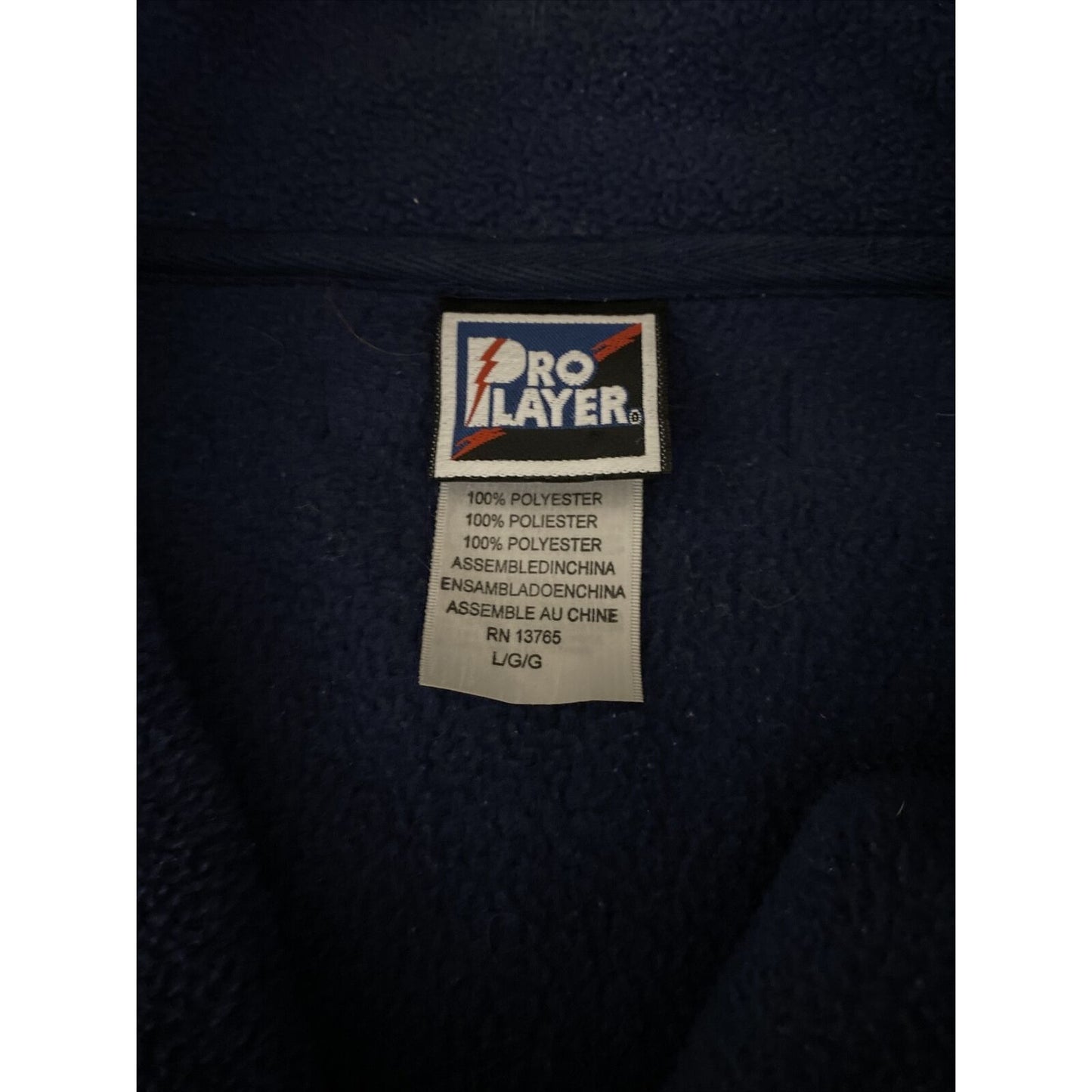 DENVER BRONCOS Pro Player Mens Large Navy Blue 1/4-zip Polyester Fleece Pullover