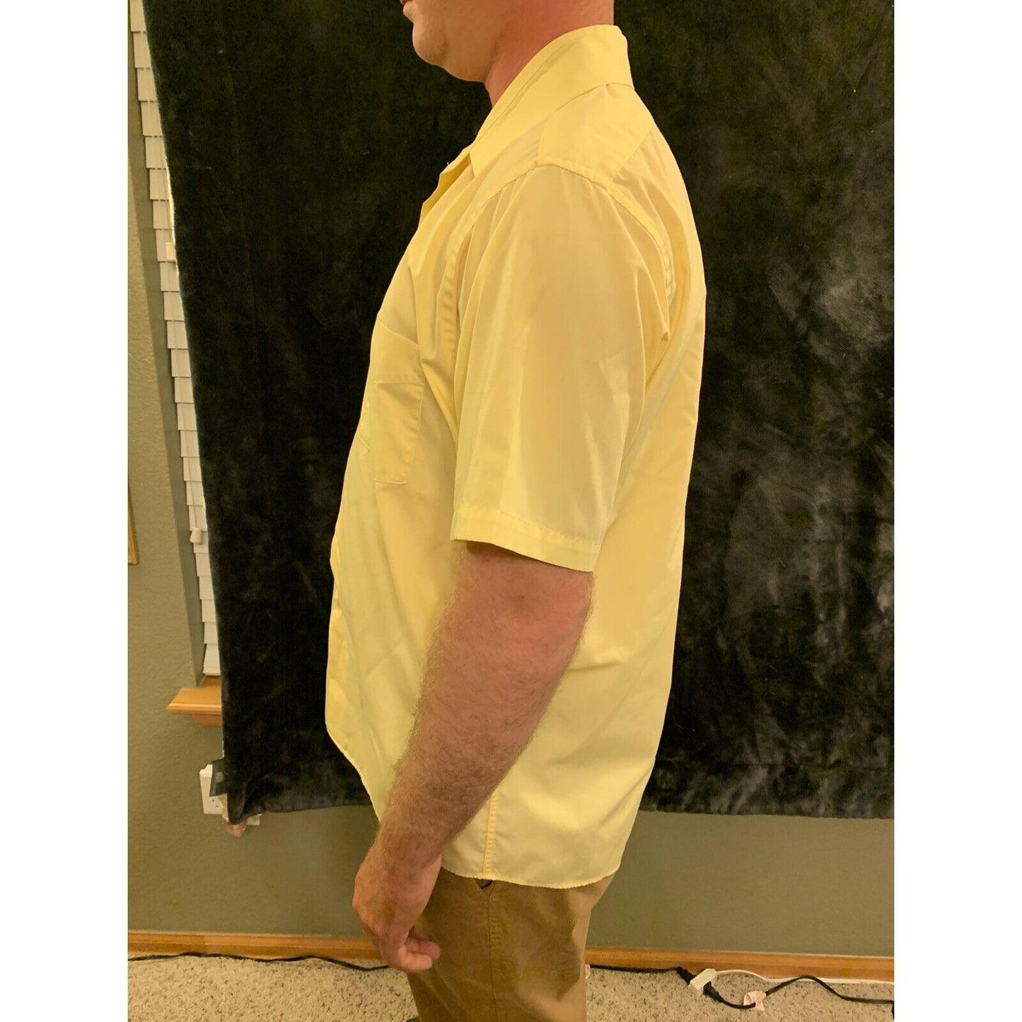 Arrow Hamilton Poplin Short Sleeve Button Down Shirt Large 16 Canary Yellow