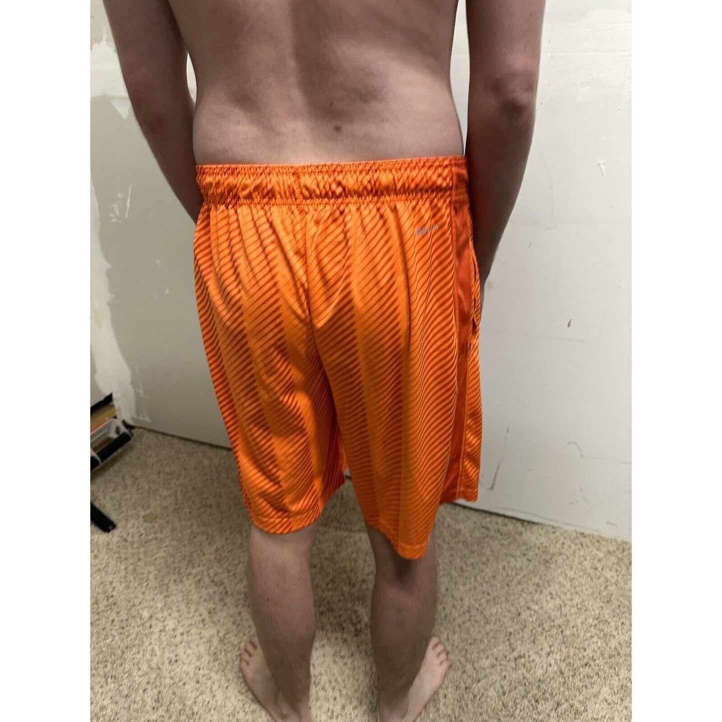 men’s nike dri-fit small neon orange shorts