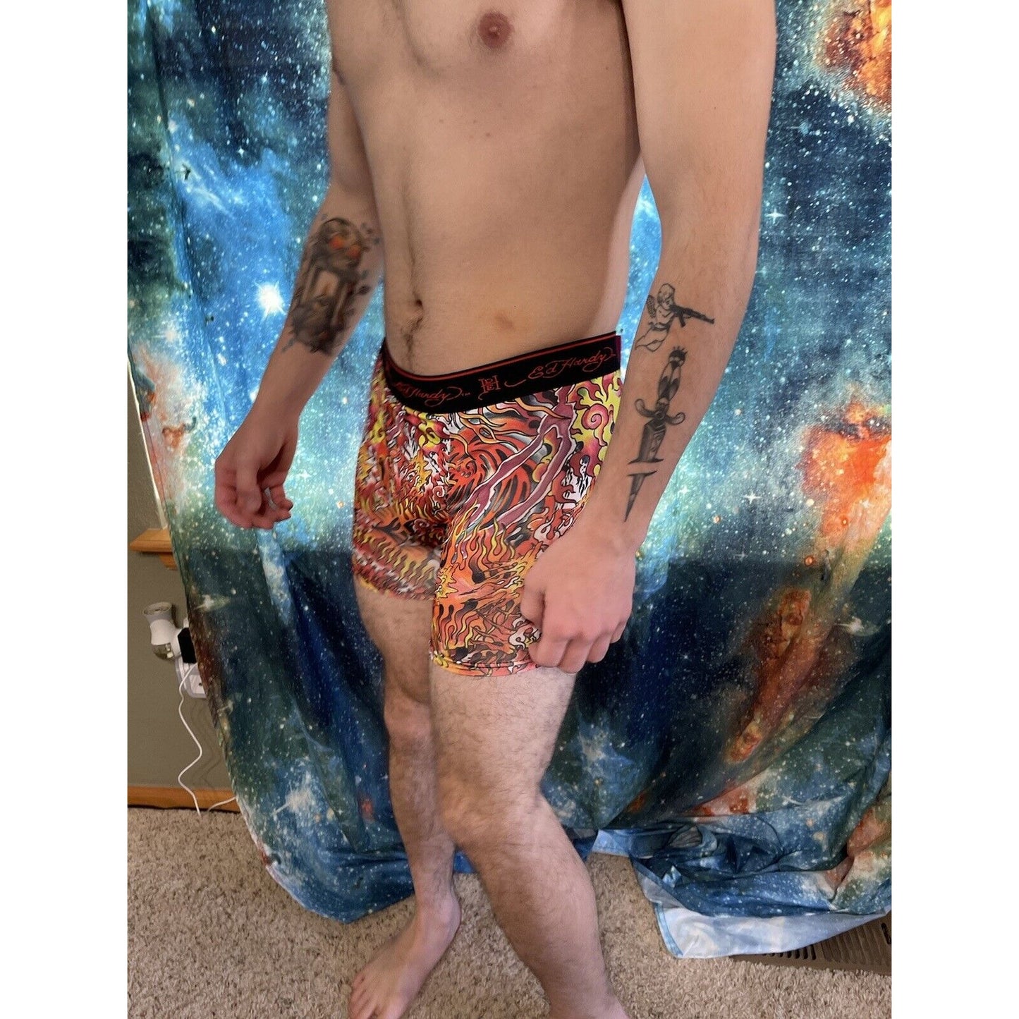 men's ed hardy compression shorts small flames New And Unworn