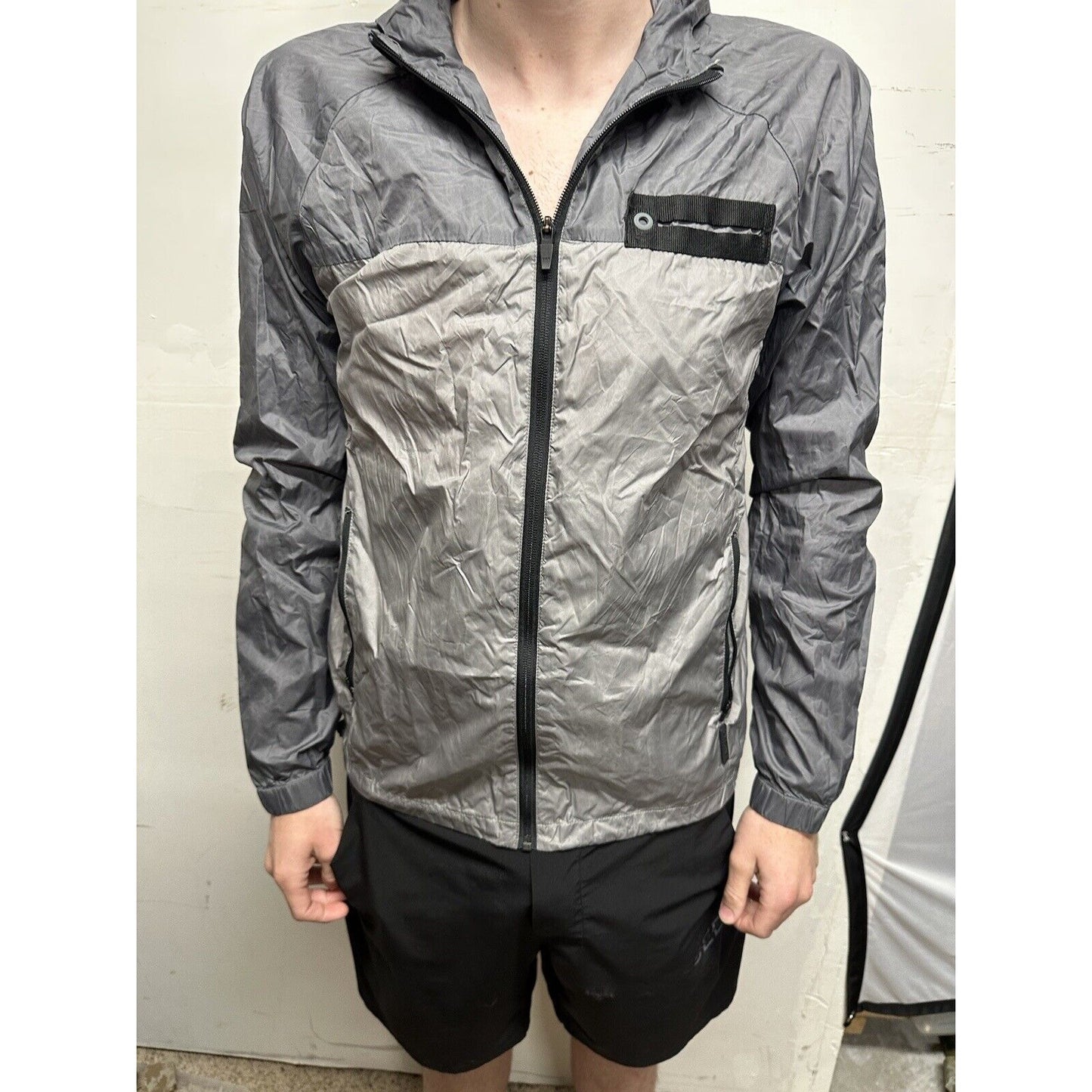 Men’s Gray Medium Tavik Modern Beach Culture Full Zip Hoodie Wind Breaker Nylon