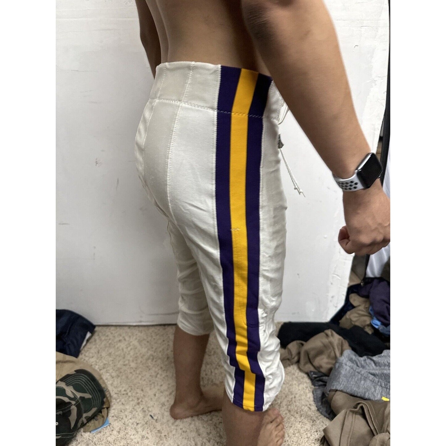 Men’s White Russell Athletics Size 36 Football Pants Gold Purple