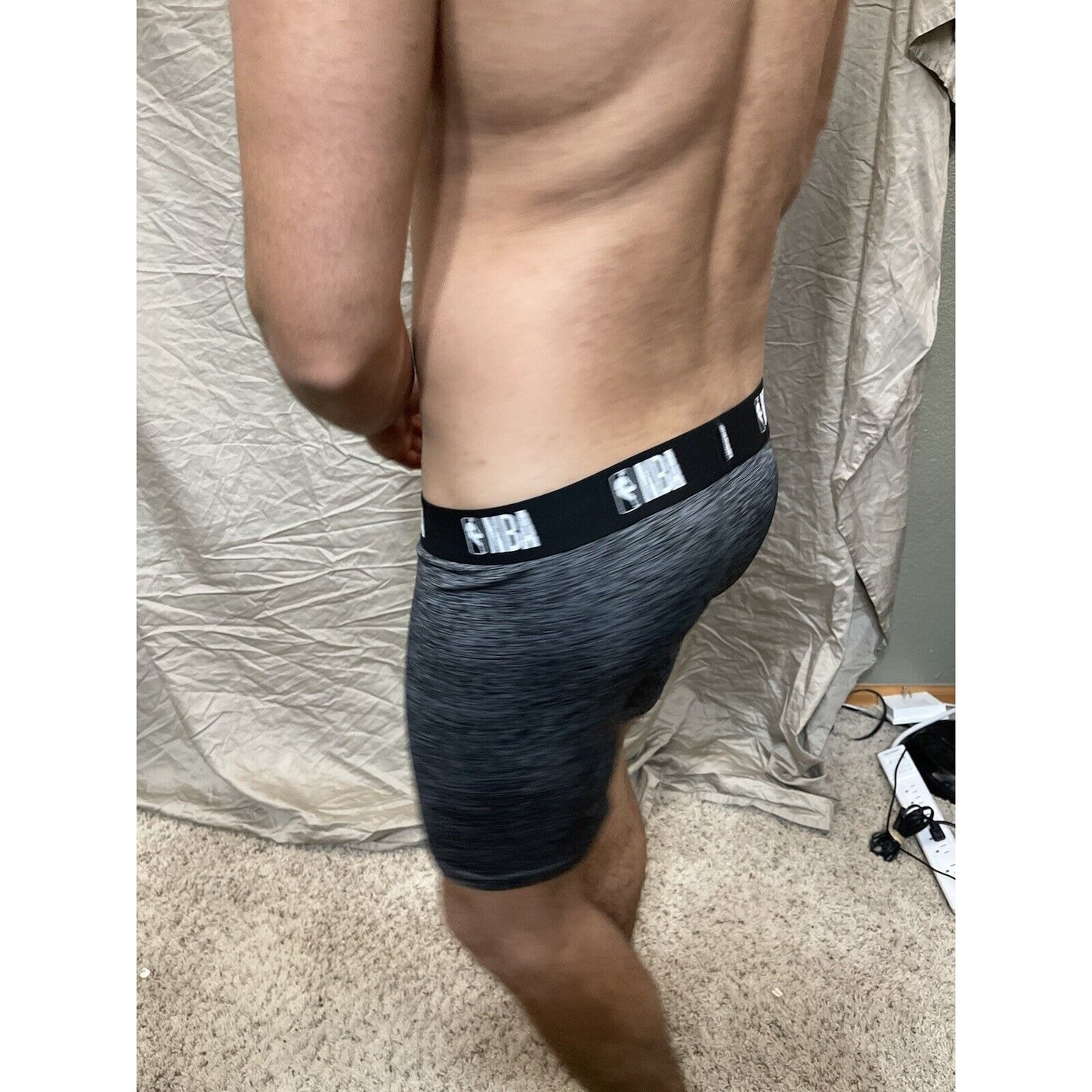 men's NBA gray polyester spandex compression shorts XL New And Unworn