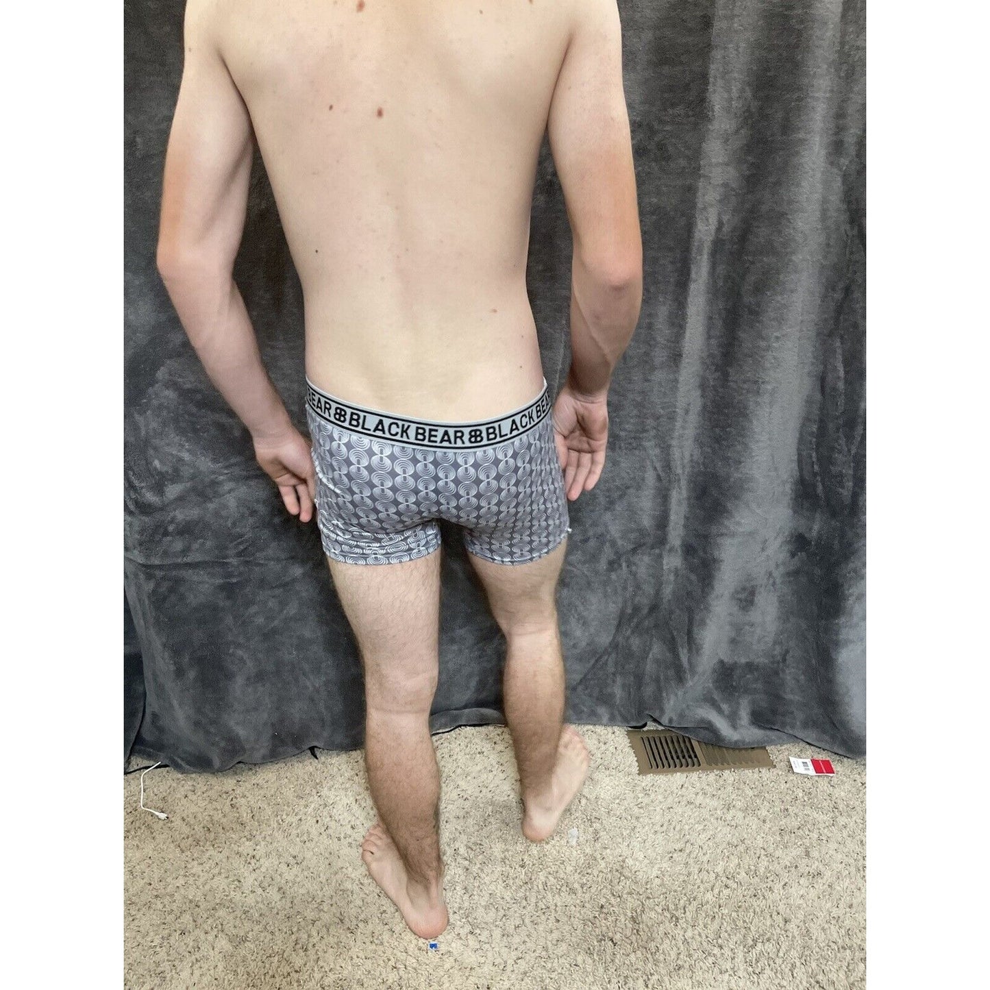men's medium athletic trunk style black bear boxer brief gray With Circle Design