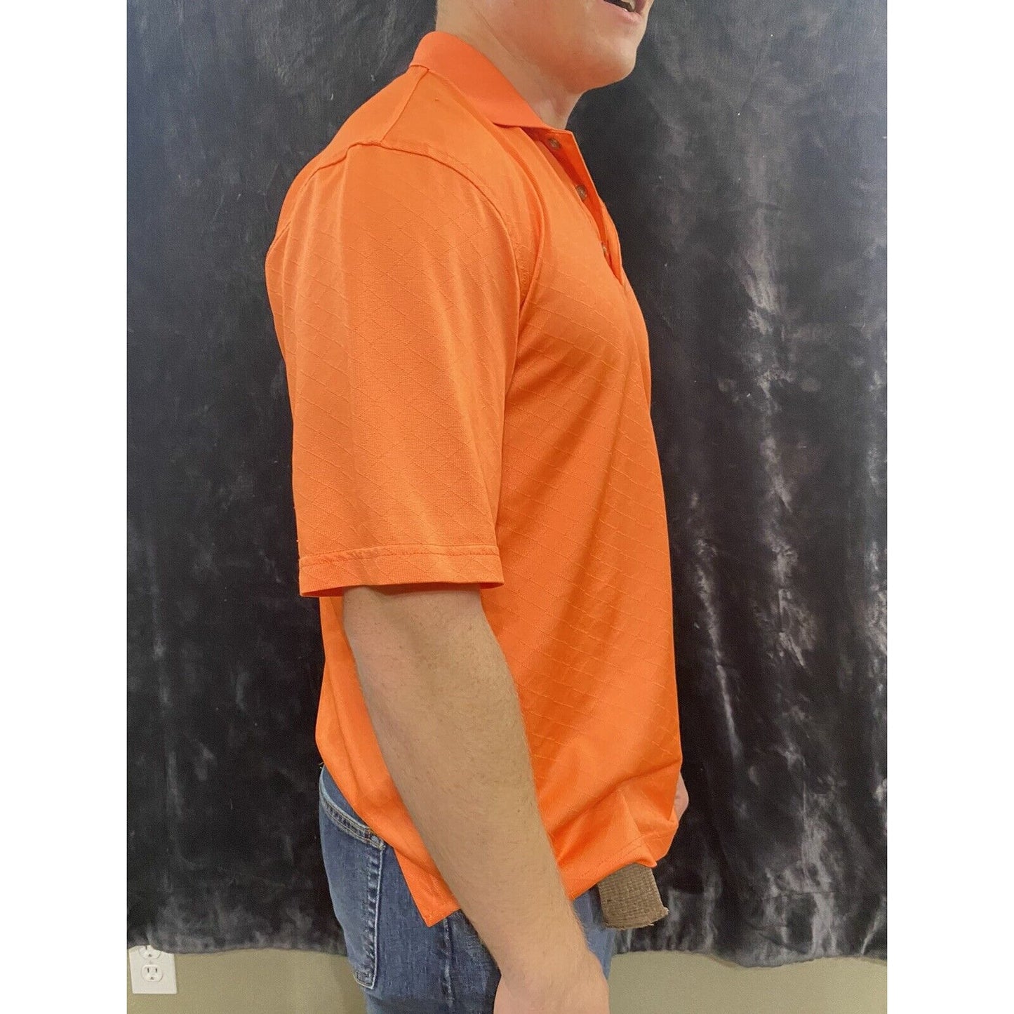 Kirkland Signature Performance Polo Knit Size Medium Bright Orange Short Sleeves
