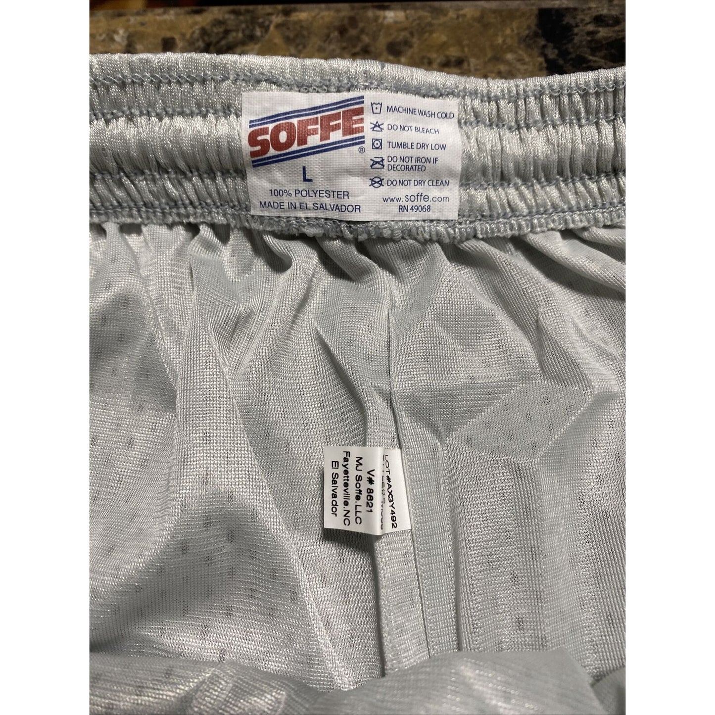 Soffe Men’s Large Silver Basketball Training Polyester Mesh Shorts