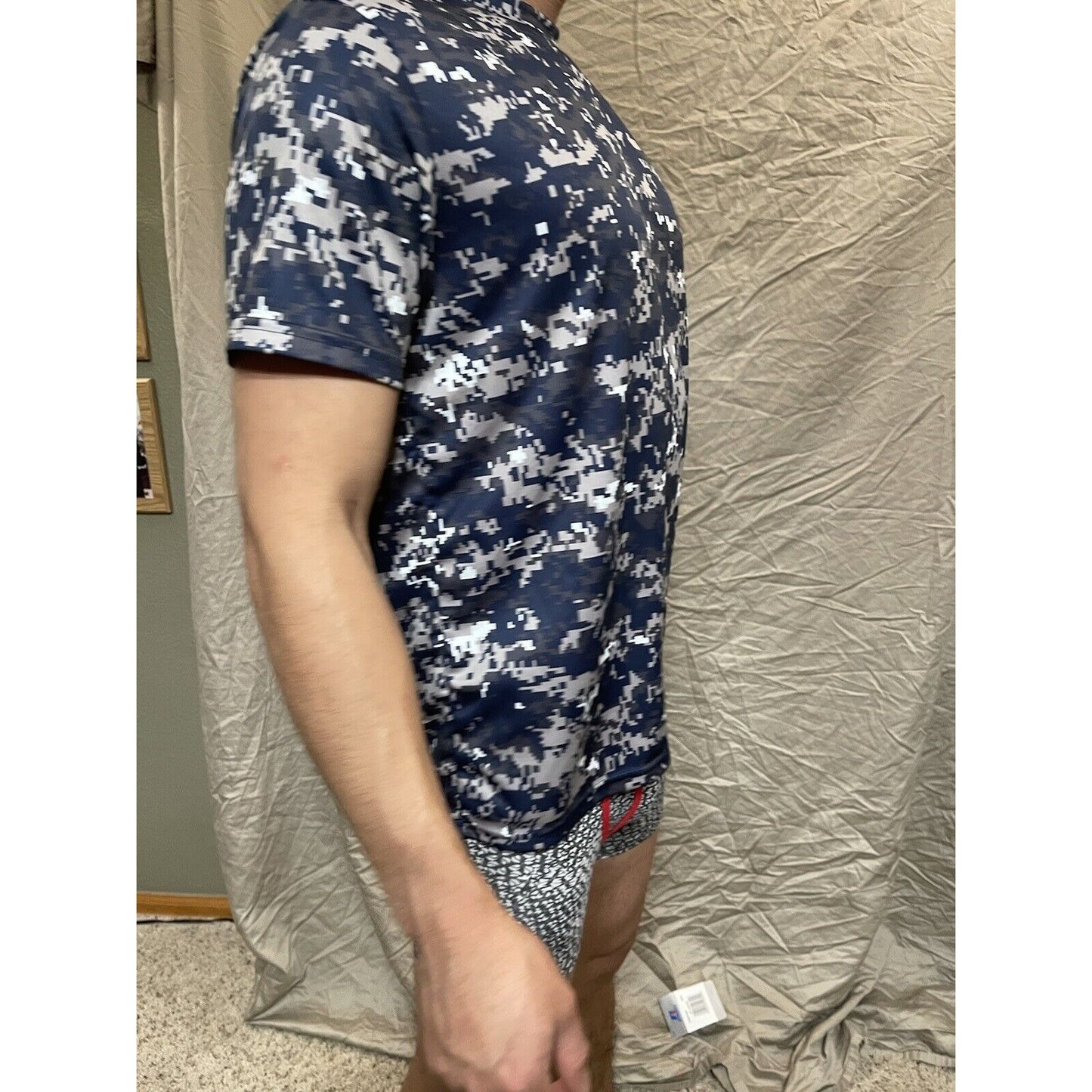 Boy's Youth Large Digi Camo Alleson Athletic Blue Compression Workout Shirt