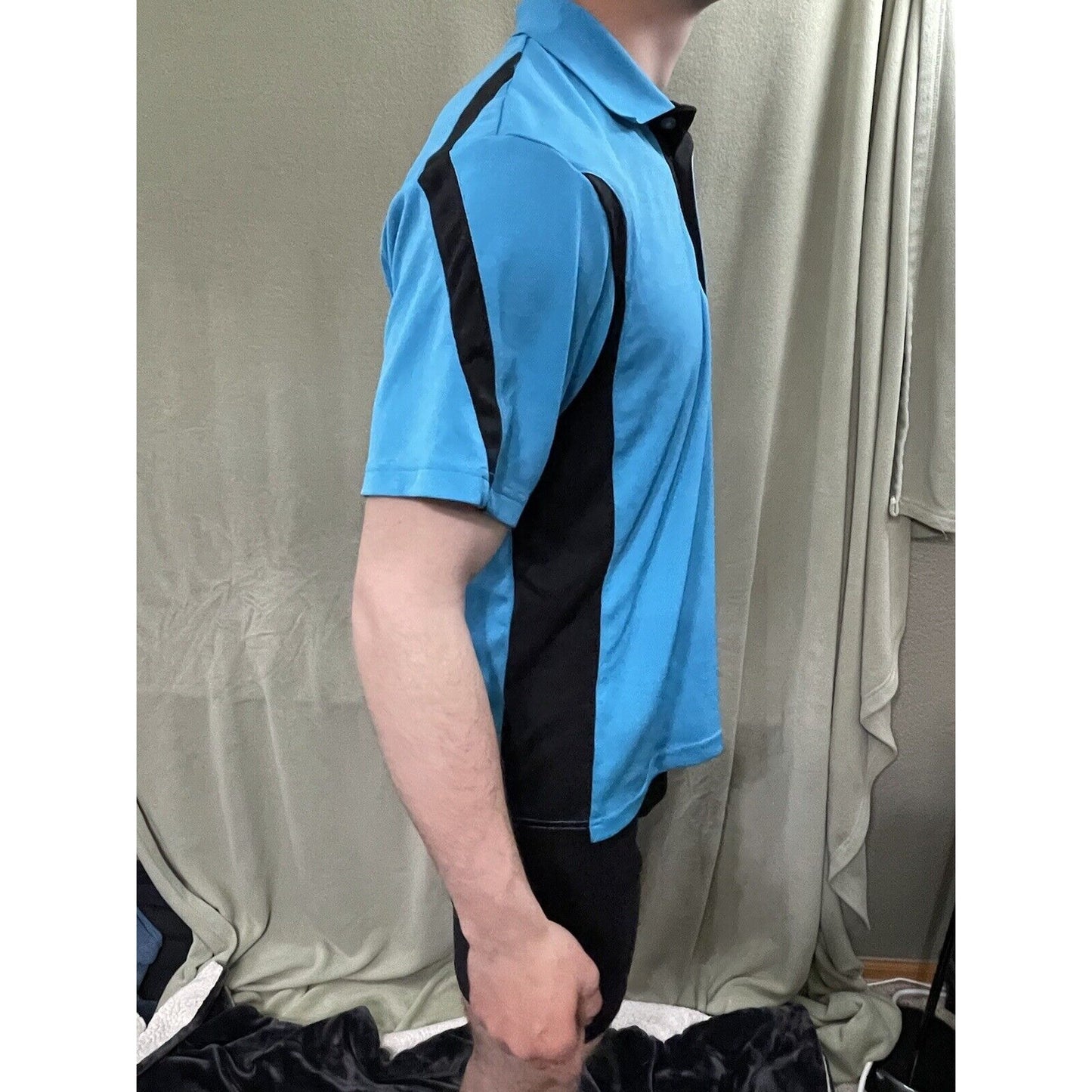 Men’s Grand Slam AirFlow Small Teal Polo Three Button with Black Accents