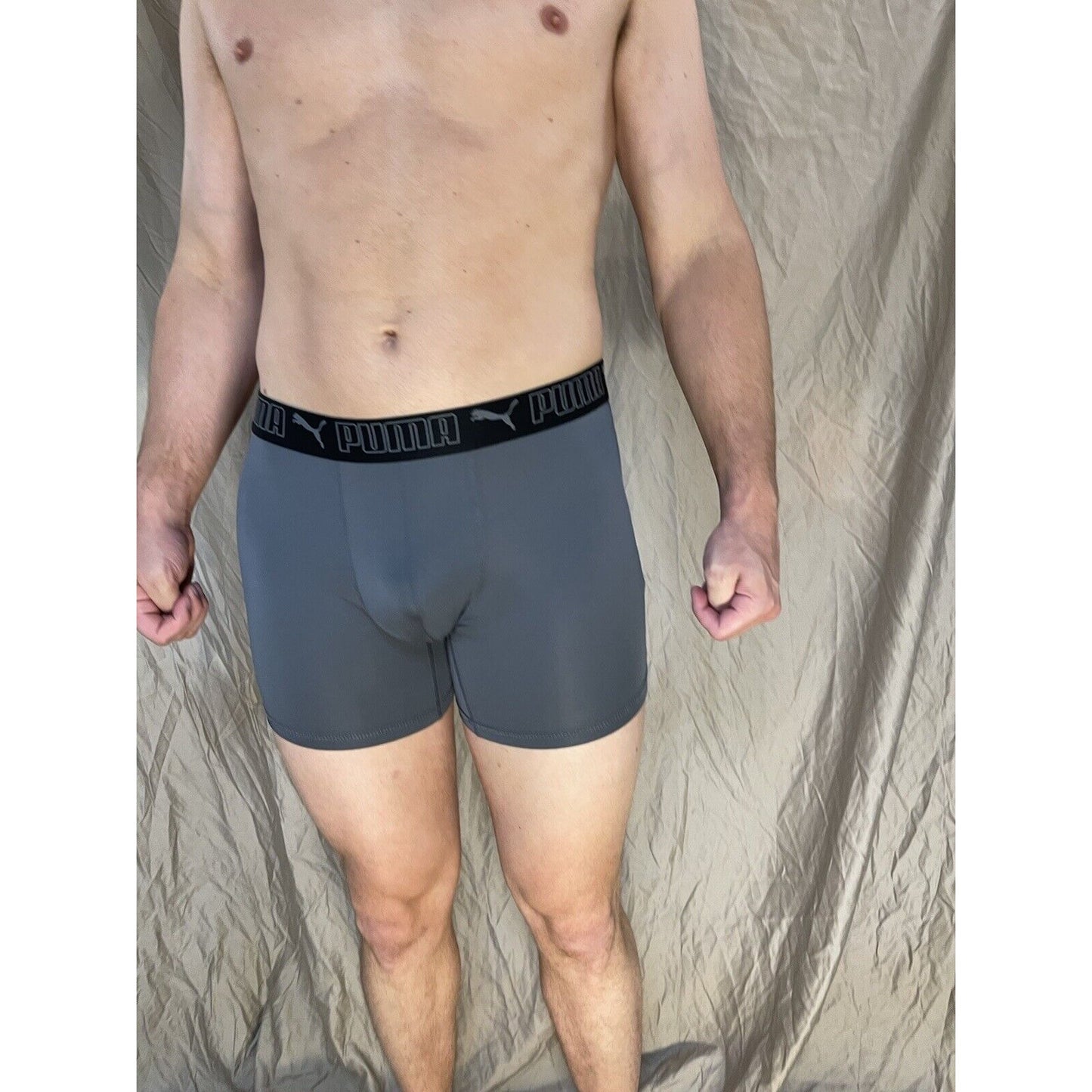 men's puma dark band gray medium compression boxer briefs