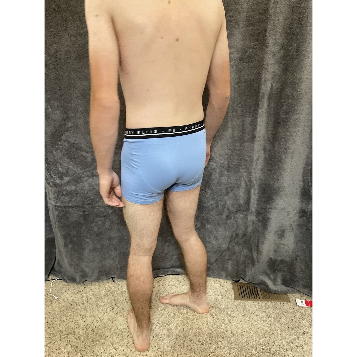 men's light blue perry ellis portfolio 5% spandex boxer brief Medium
