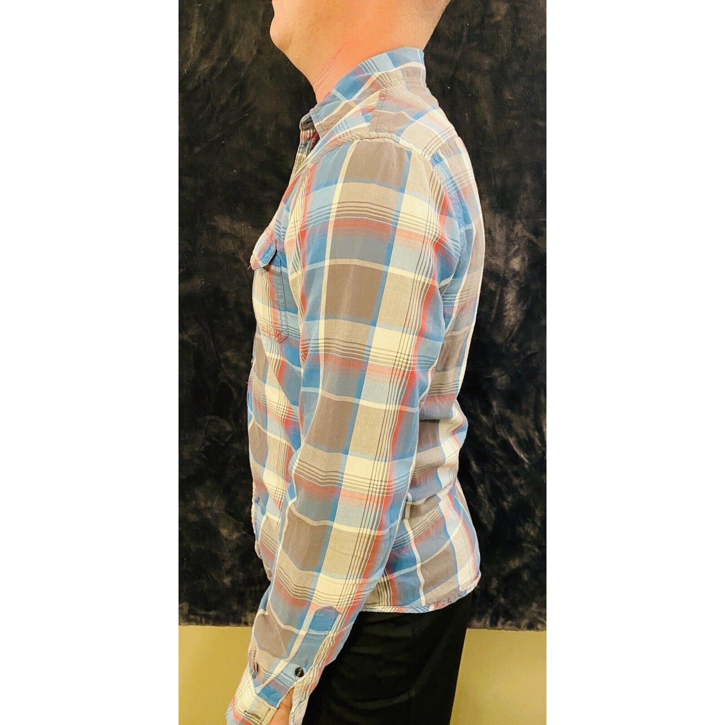 American Eagle Outfitters Blue Plaid Button-down Long Sleeve Sz S/P