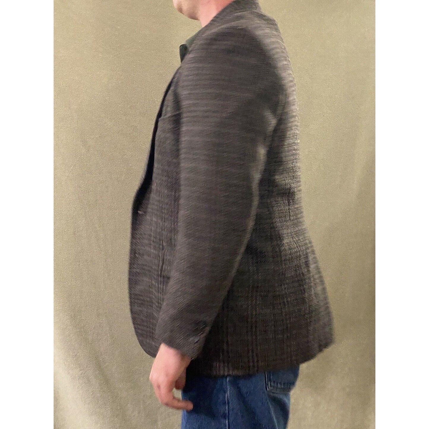 The Men’s Store Men’s 42S Brown Herringbone Polyester Wool Blazer Jacket