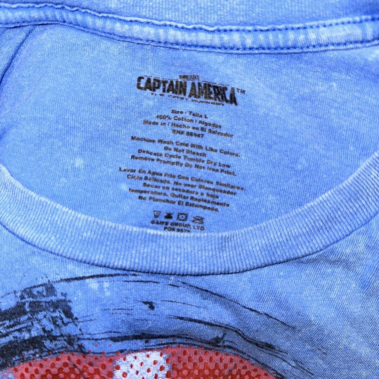 Men’s Blue Captain America Large Tshirt Short Sleeve
