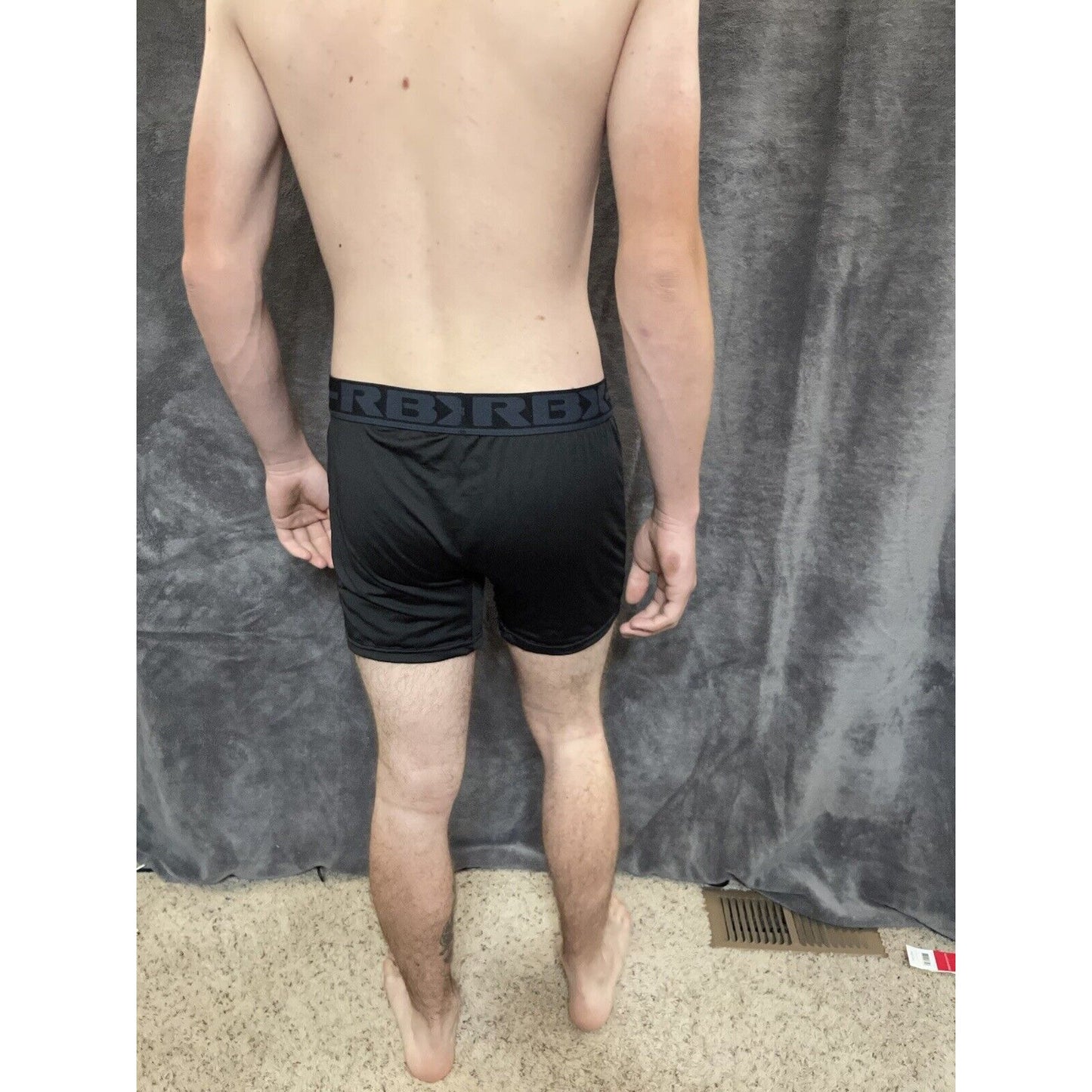 men's Black with Black Band RBX large compression boxer briefs 10% spandex